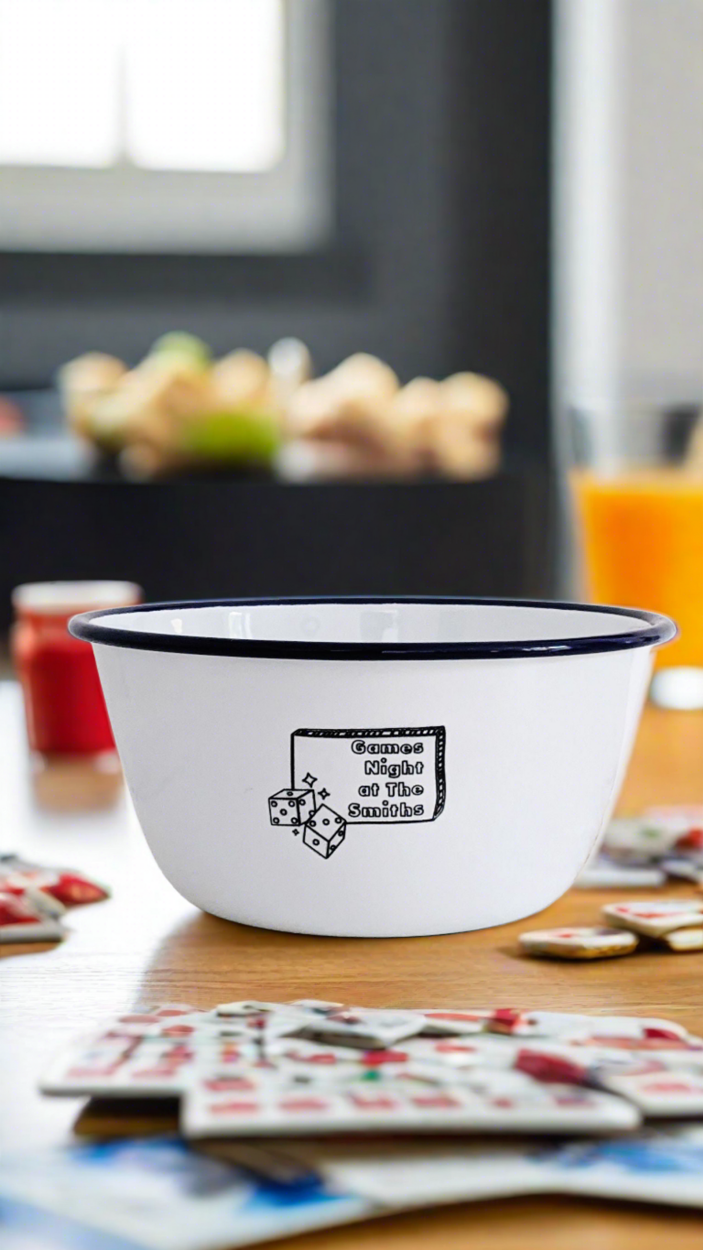 Games Night - Engraved Enamel Snack Bowl - One Mama One Shed