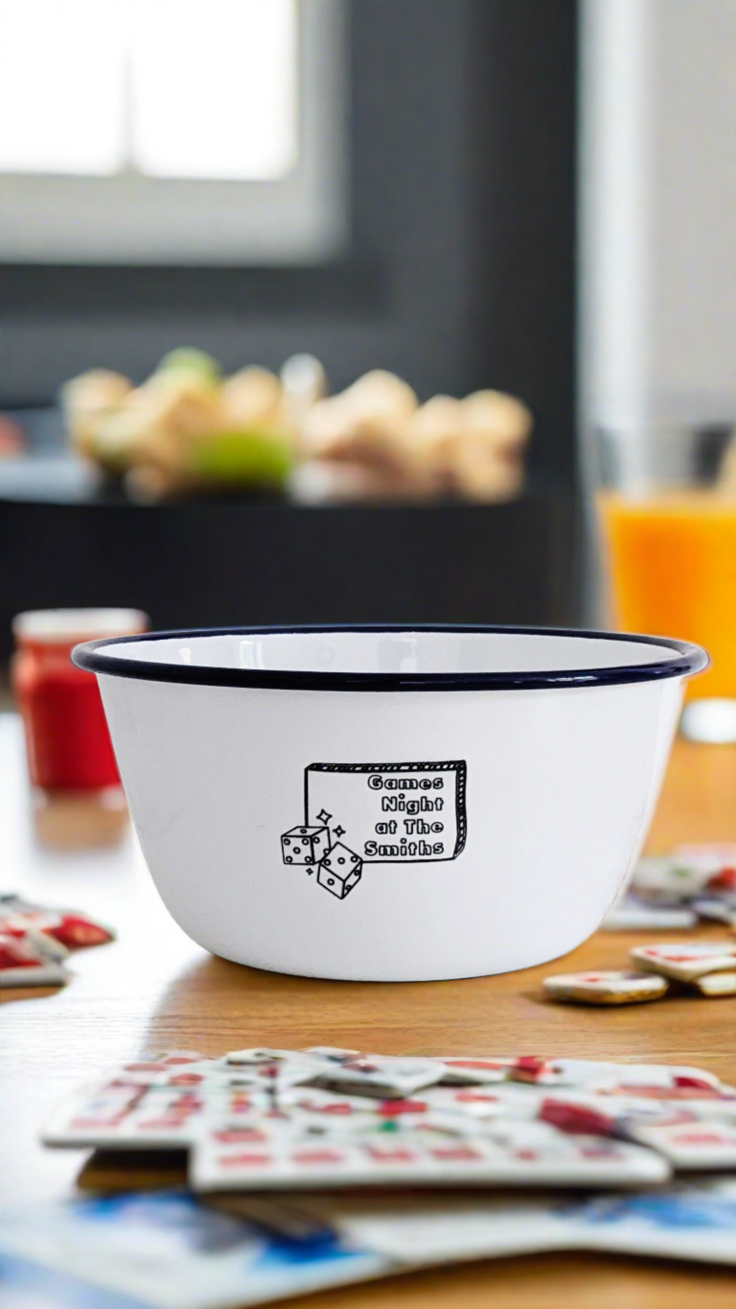 Games Night - Engraved Enamel Snack Bowl - One Mama One Shed
