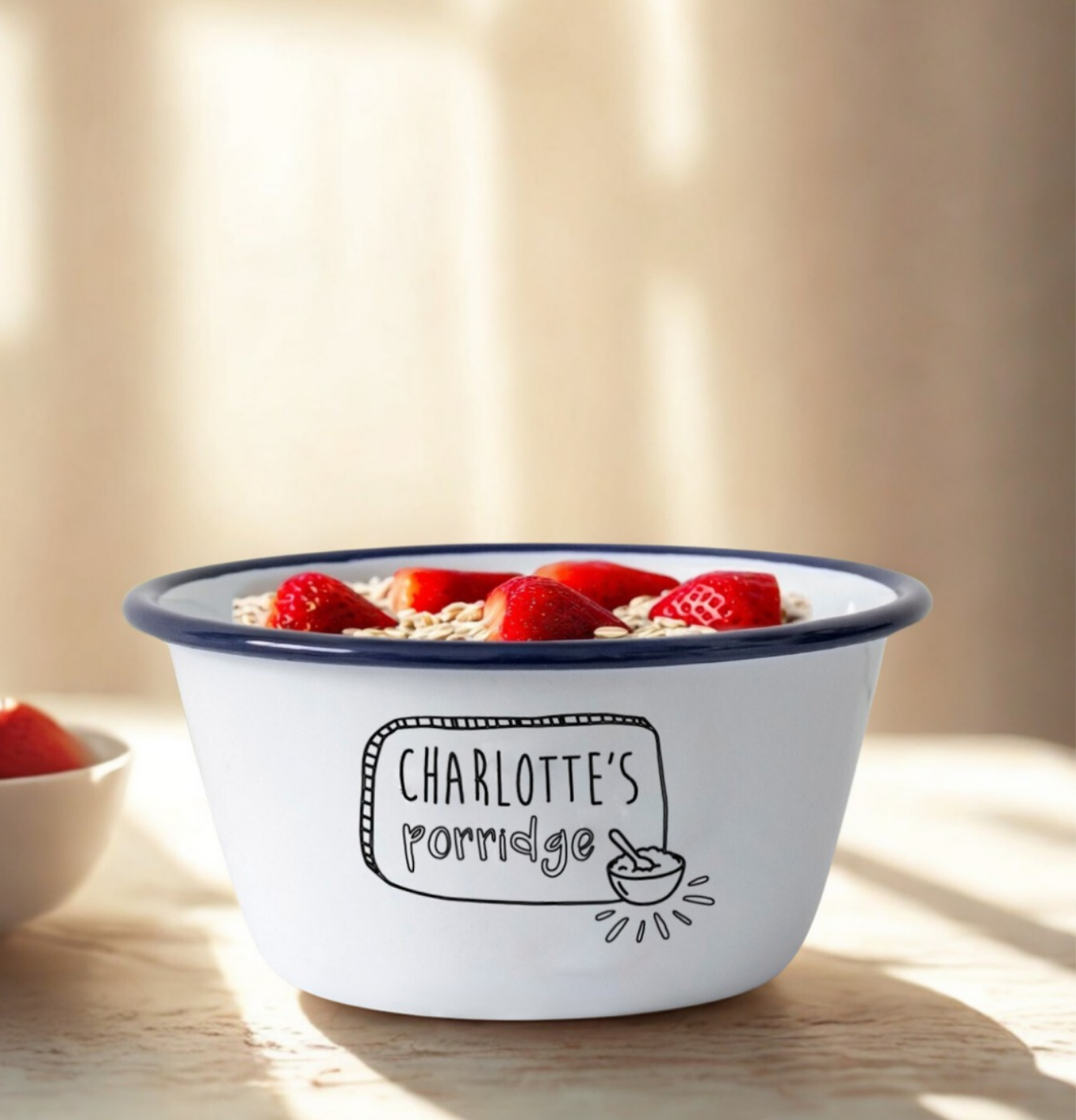Personalised Porridge Bowl - Engraved Enamel Breakfast Bowl - One Mama One Shed