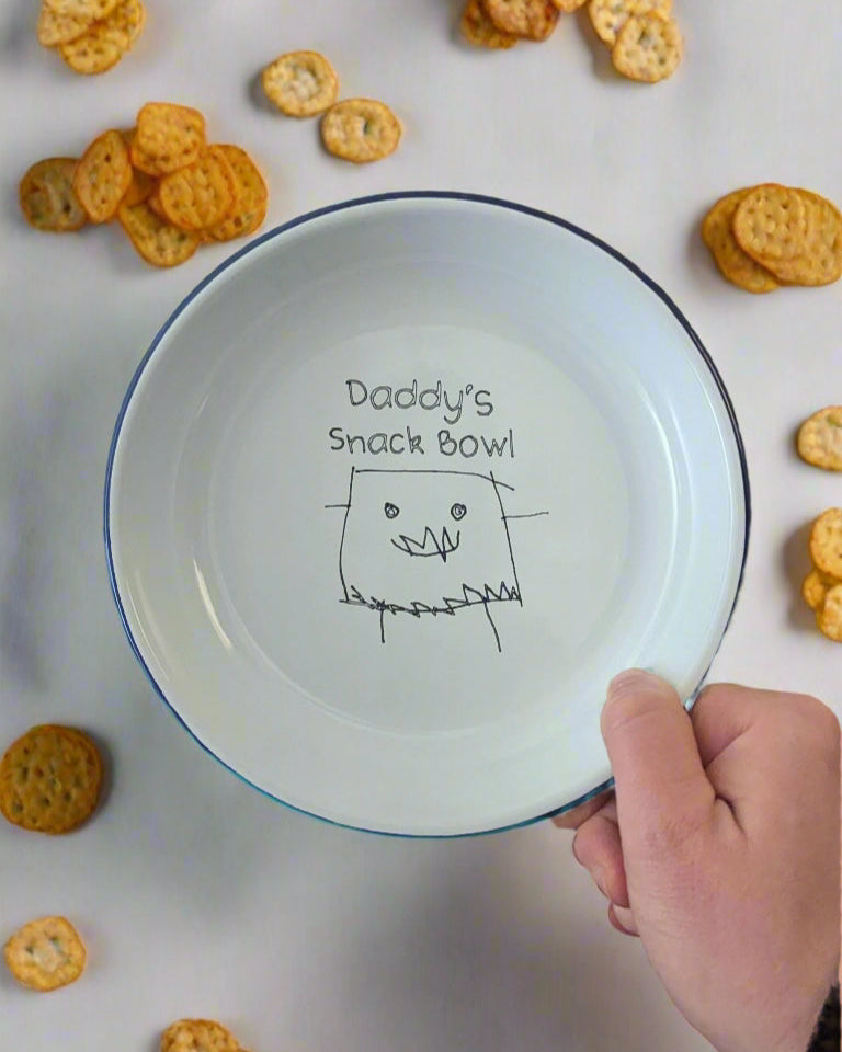 Your Child's Drawing - Engraved Enamel Pasta and Rice Dish - One Mama One Shed