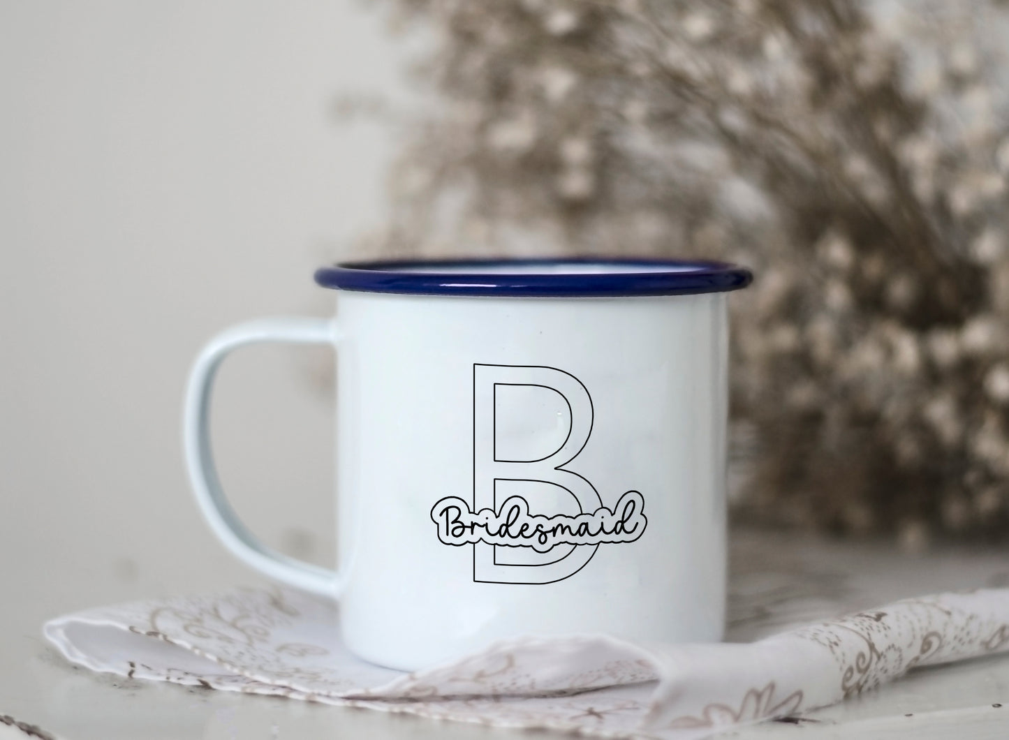 Personalised Initial and Name - Engraved Enamel Mug - One Mama One Shed
