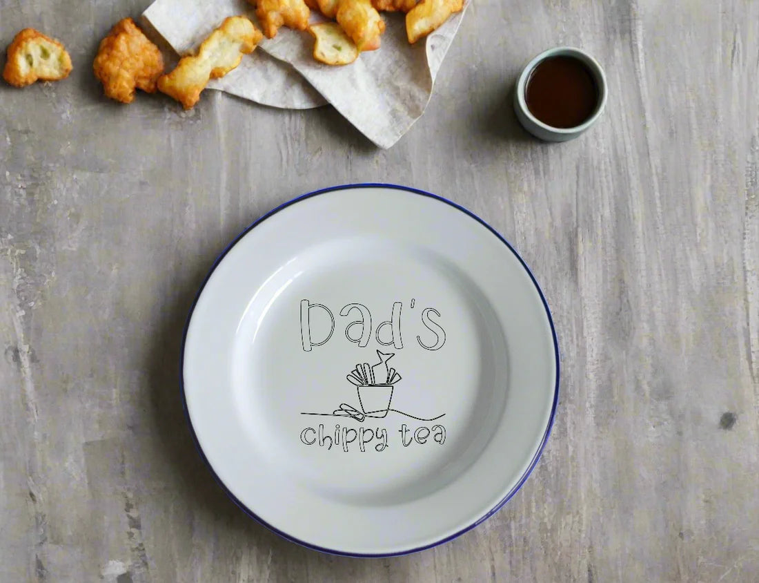 Chippy Tea Plate - Engraved Enamel Plate