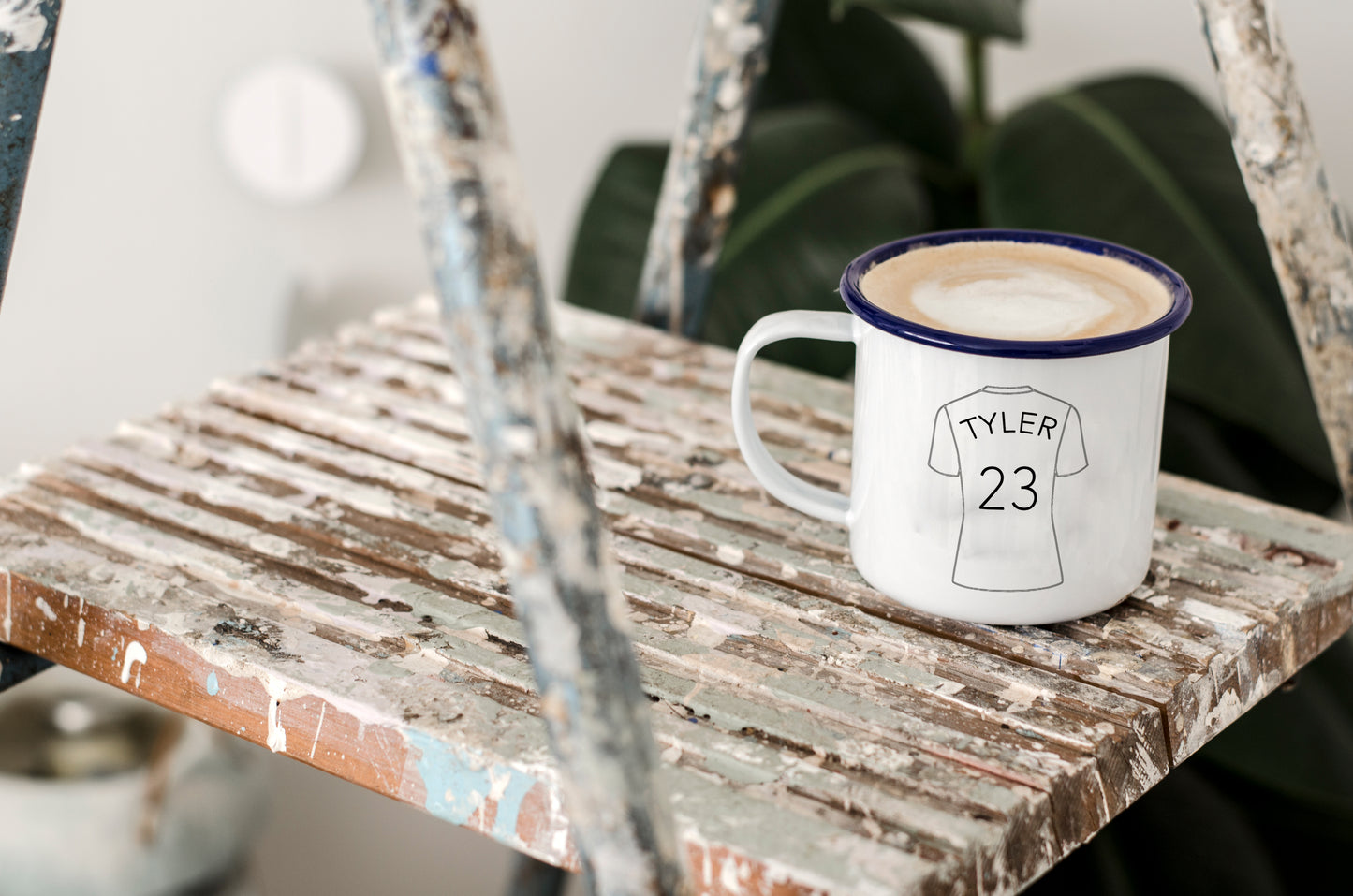 Personalised Football Shirt - Engraved Enamel Mug - One Mama One Shed