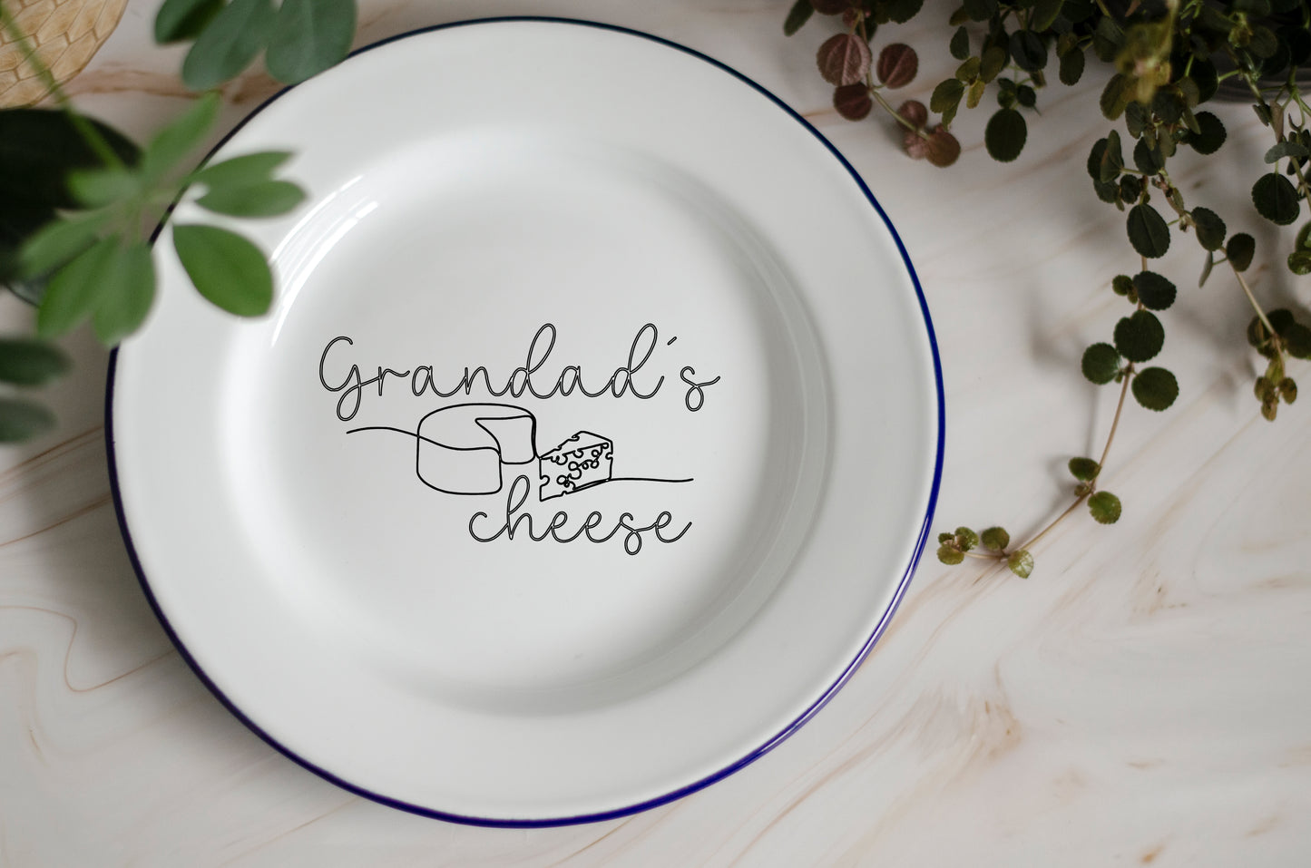 Cheese Plate - Engraved Enamel Plate - One Mama One Shed