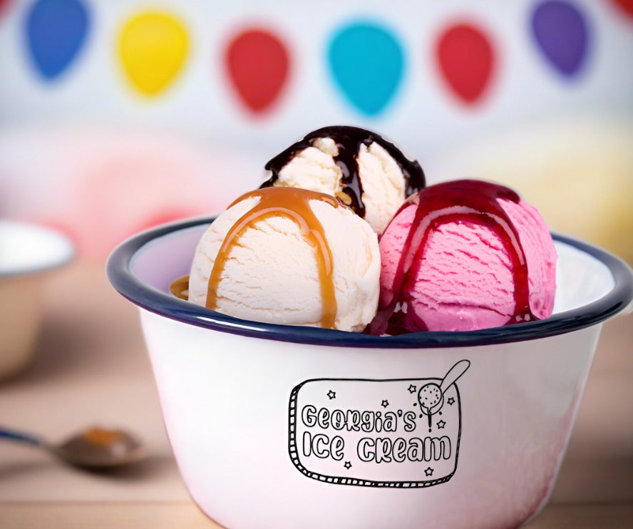 personalised ice cream bowl at a children's party