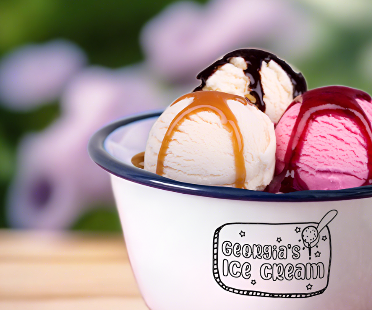 Personalised Ice Cream - Engraved Enamel Bowl - One Mama One Shed