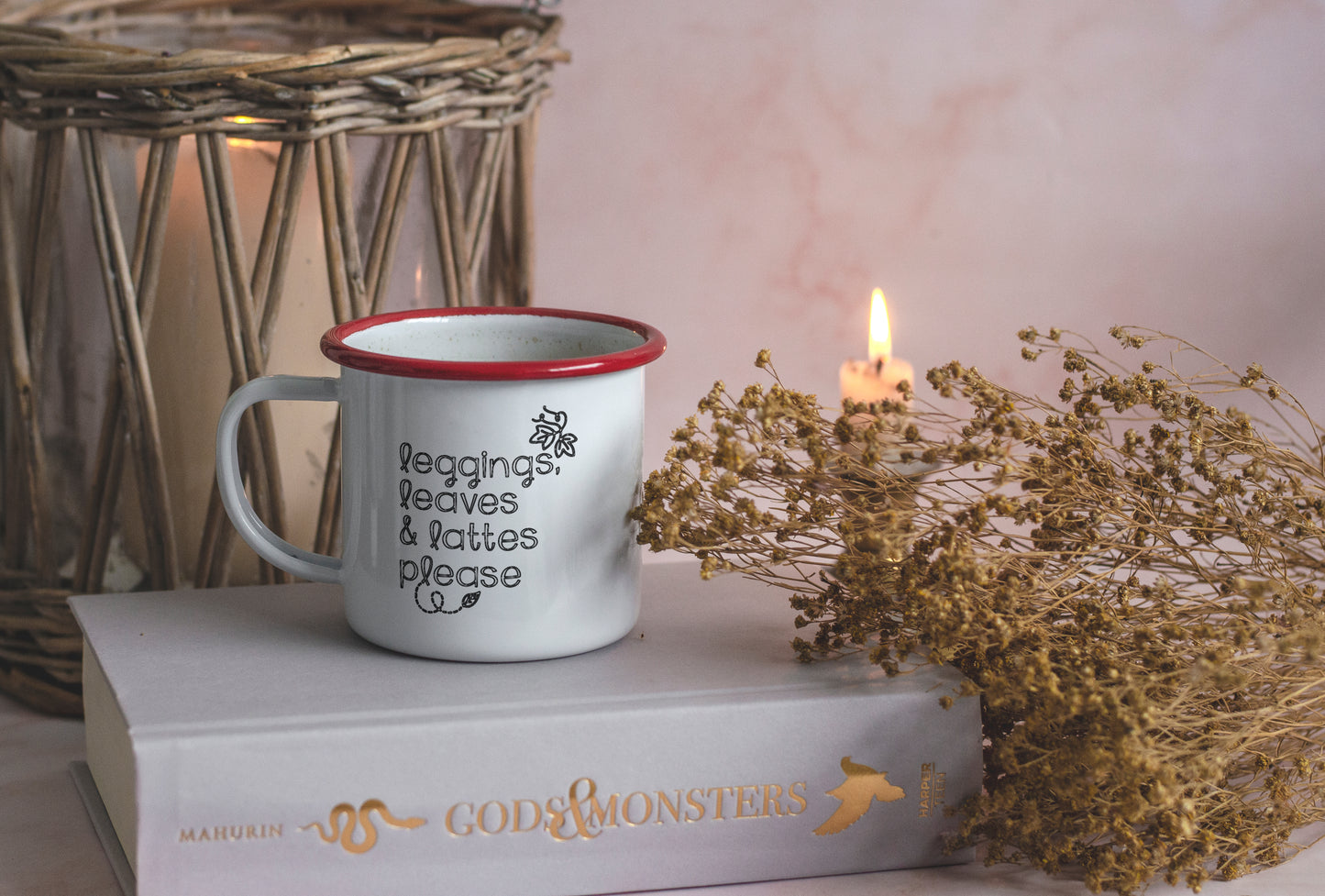 Leaves, Lattes and Leggings Please - Engraved Enamel Mug - One Mama One Shed