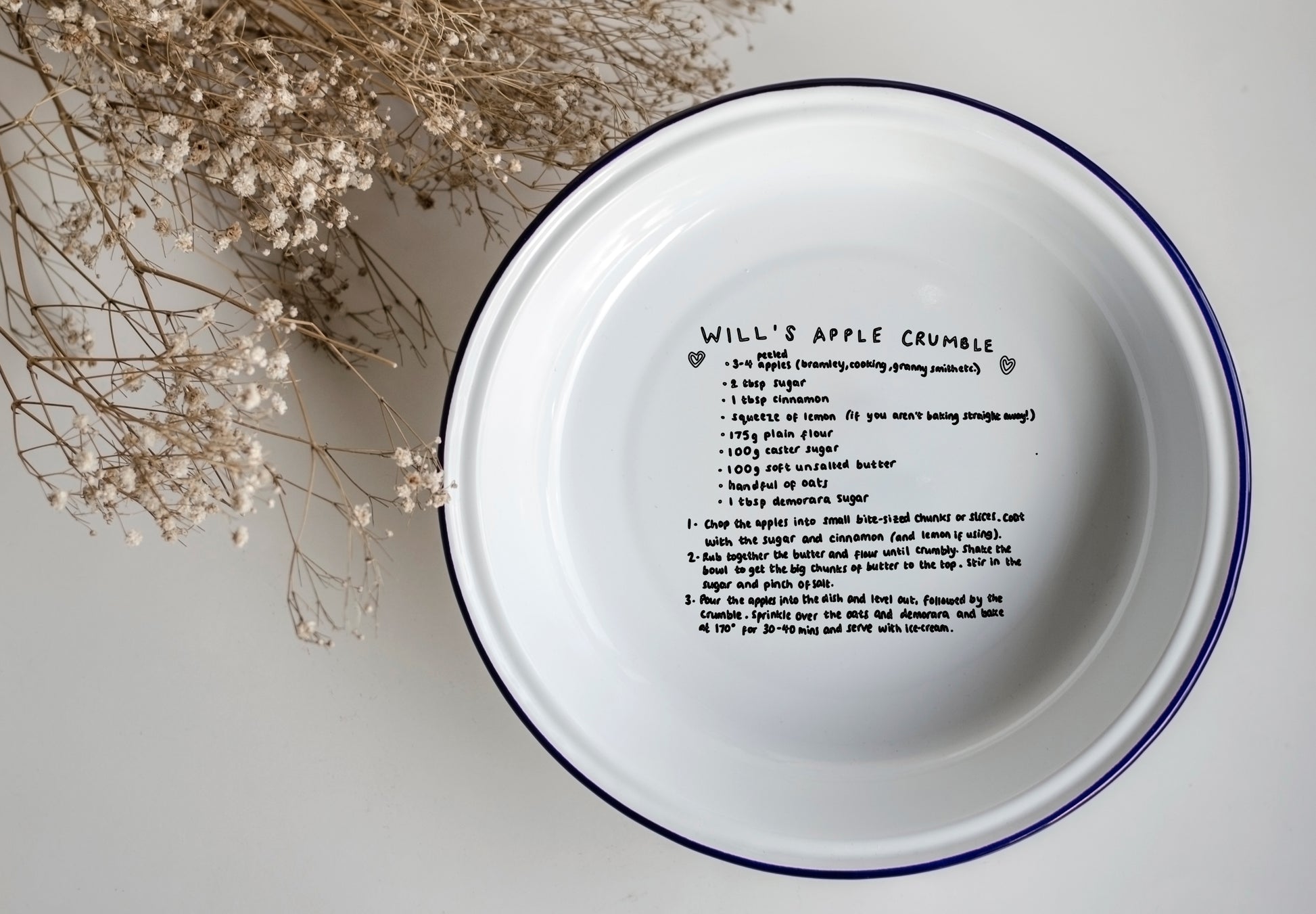 Your Recipe Here - Engraved Enamel Pie Dish - One Mama One Shed