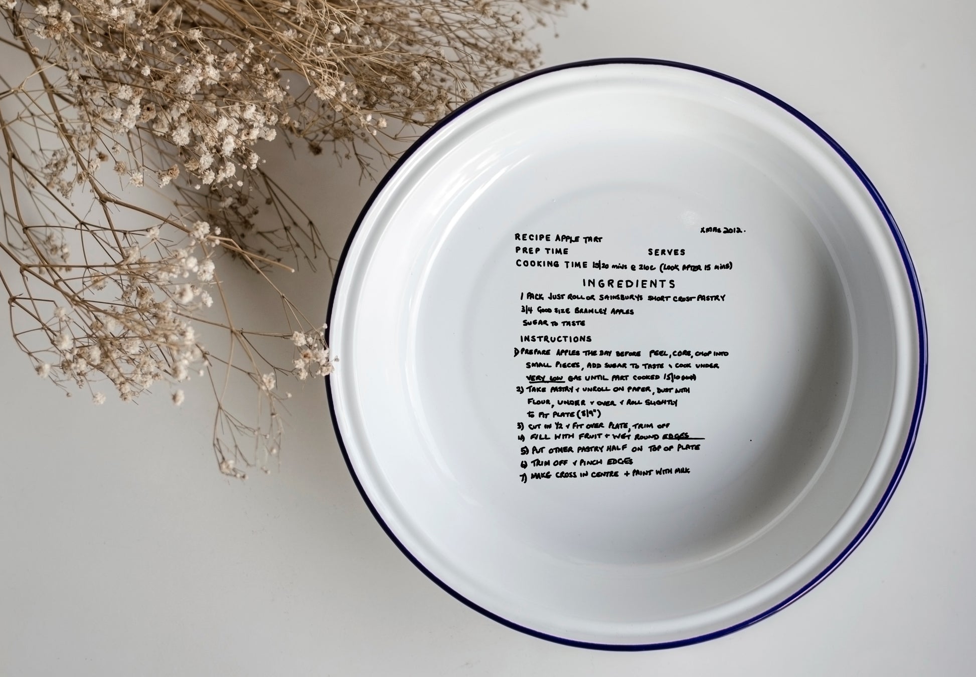 Your Recipe Here - Engraved Enamel Pie Dish - One Mama One Shed