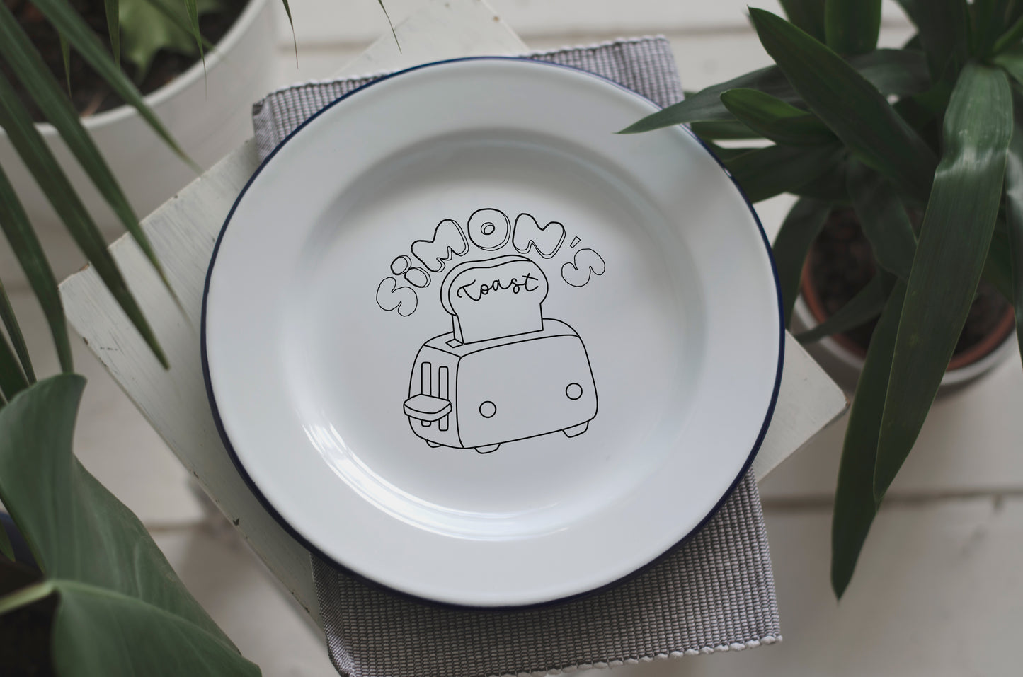 Personalised Toast - Engraved Enamel Plate - One Mama One Shed