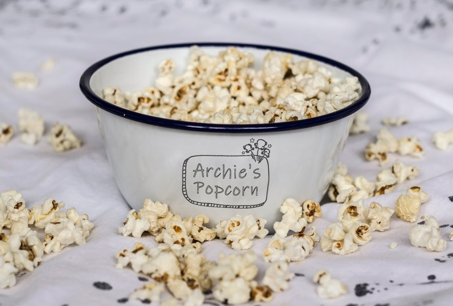 Personalised Popcorn - Engraved Enamel Snack Bowl - One Mama One Shed