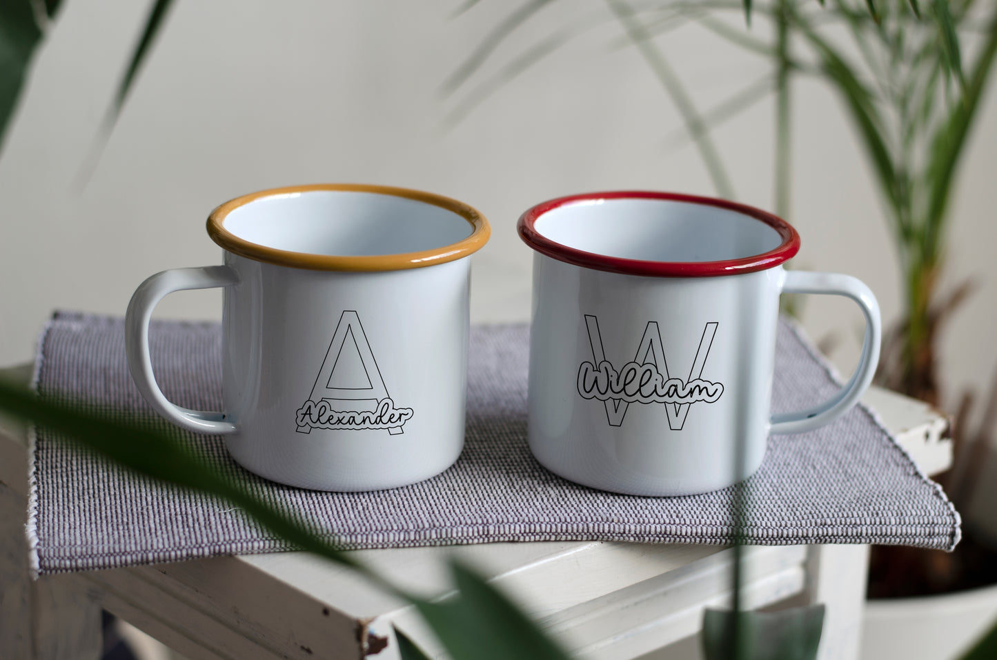 Personalised Initial and Name - Engraved Enamel Mug - One Mama One Shed