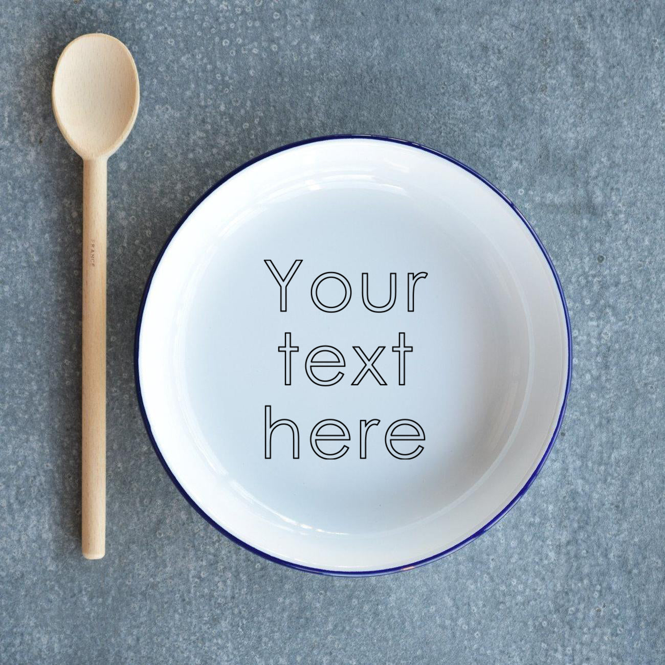Your Text Here - Engraved Enamel Pasta and Rice Dish - One Mama One Shed