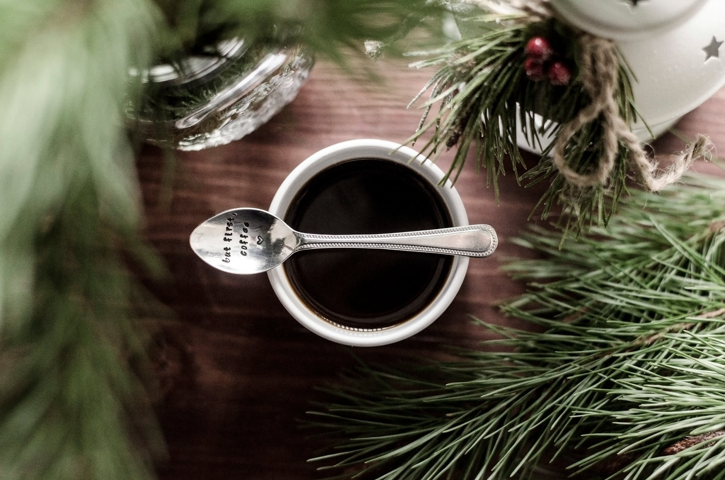 But First Coffee - Hand Stamped Vintage Coffee Spoon - One Mama One Shed