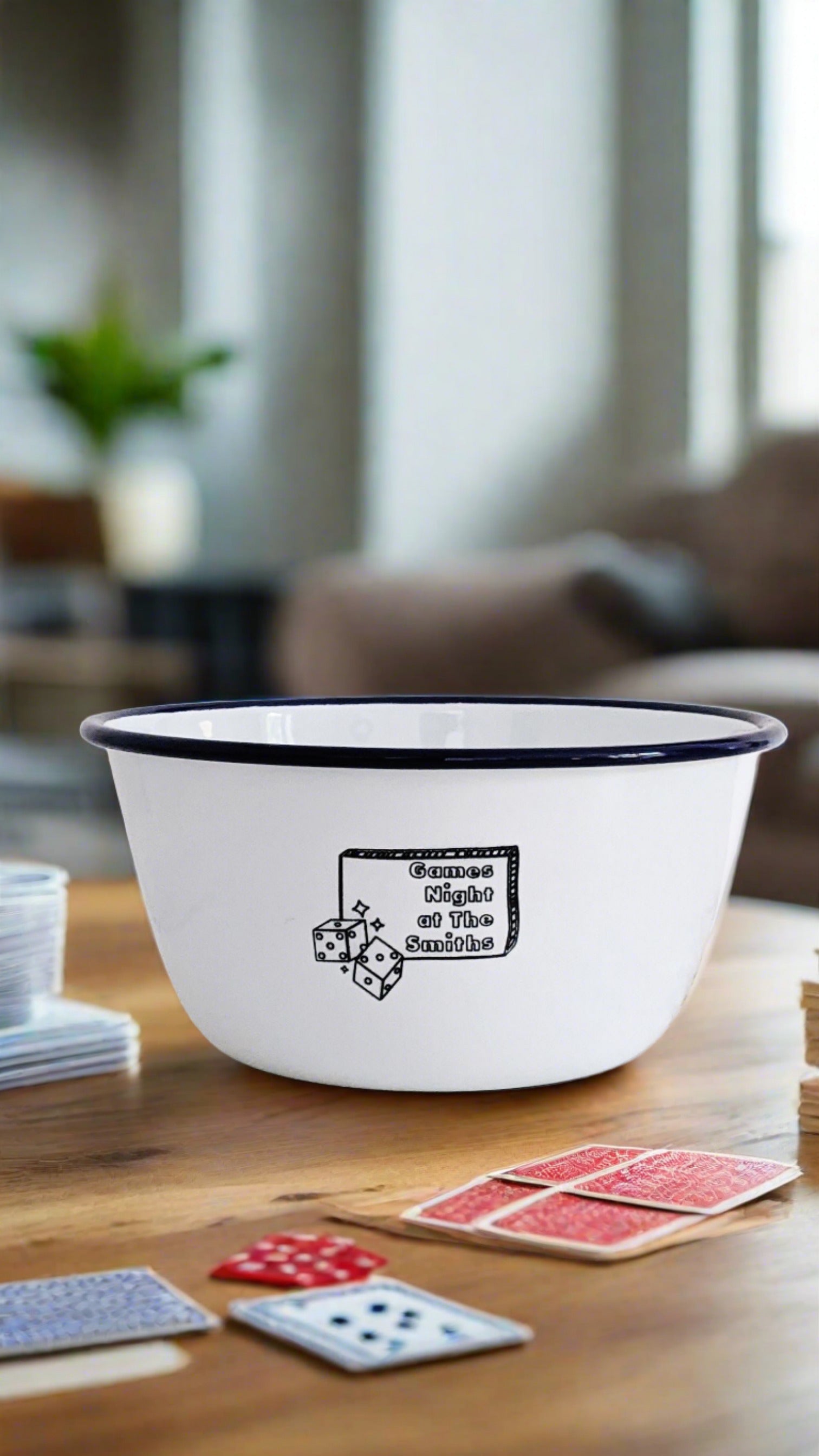 Games Night - Engraved Enamel Snack Bowl - One Mama One Shed
