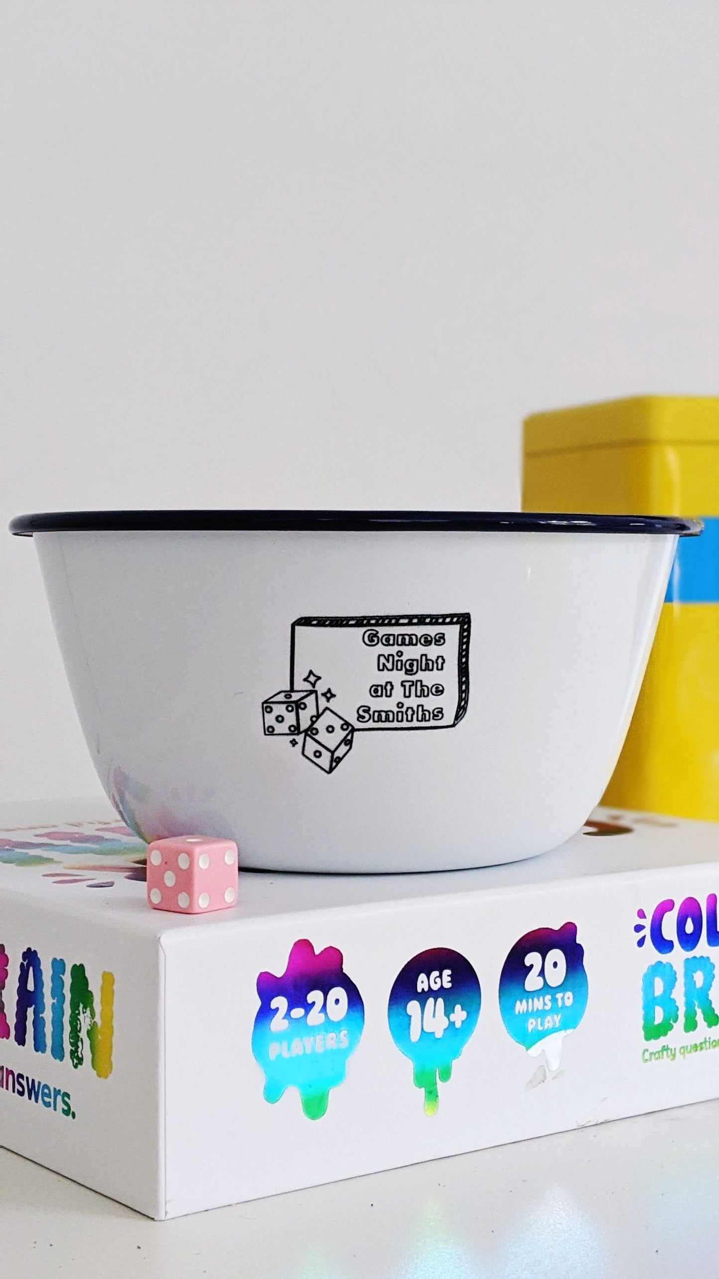 Games Night - Engraved Enamel Snack Bowl - One Mama One Shed
