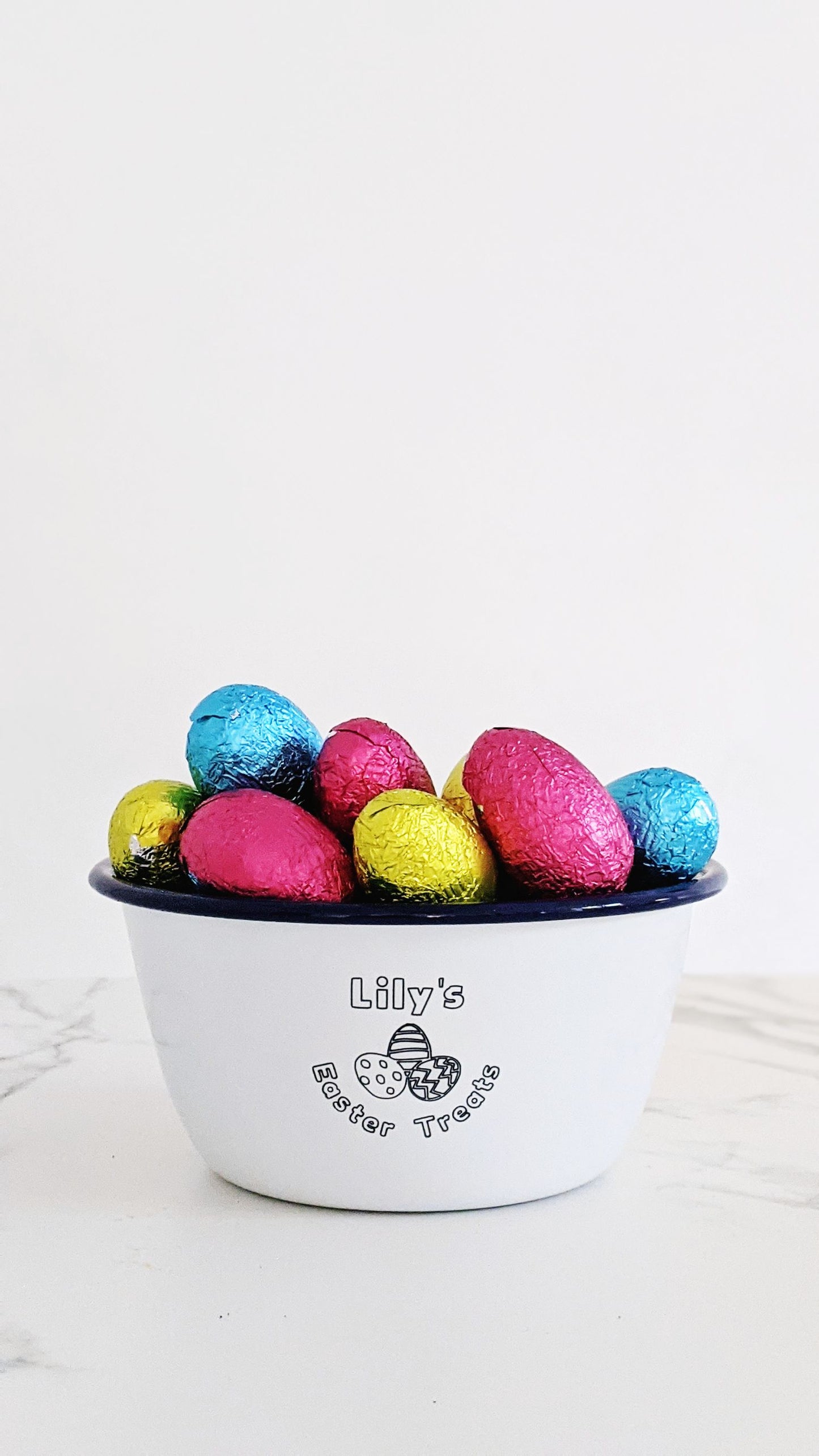 Personalised Easter Treats - Engraved Enamel Snack Bowl - One Mama One Shed