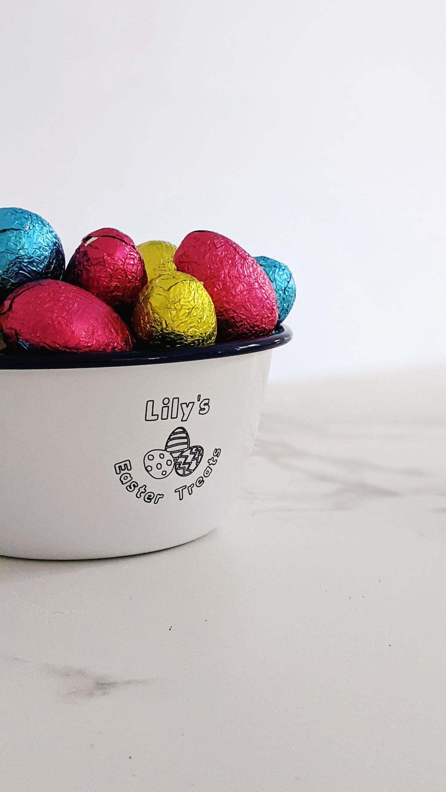 Personalised Easter Treats - Engraved Enamel Snack Bowl - One Mama One Shed