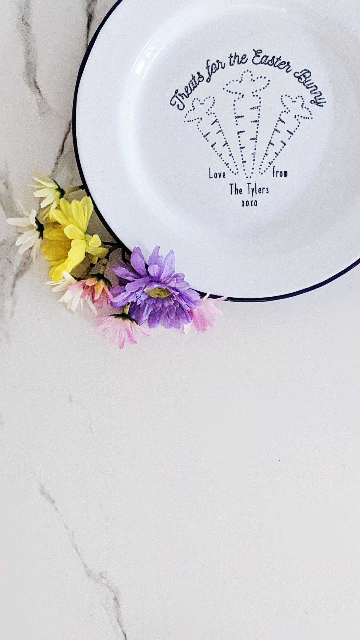 Easter Bunny Plate - Engraved Enamel Plate - One Mama One Shed