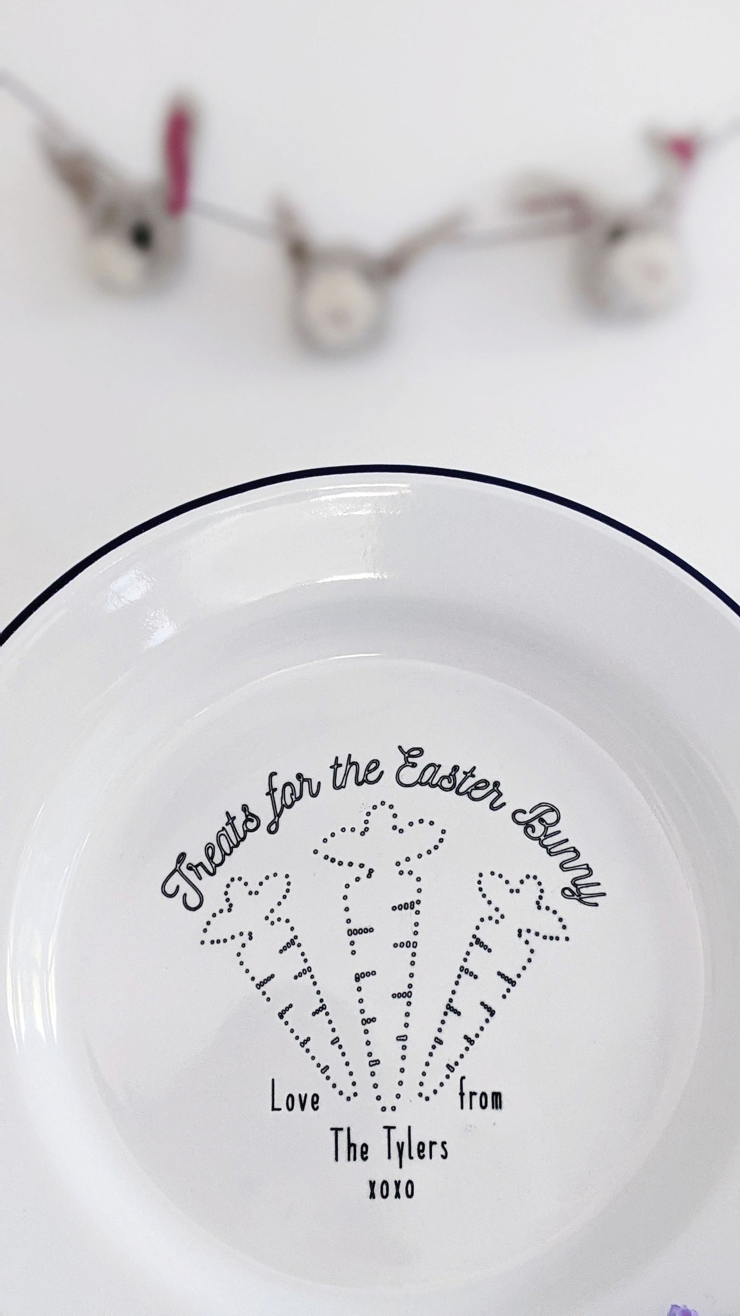 Easter Bunny Plate - Engraved Enamel Plate - One Mama One Shed