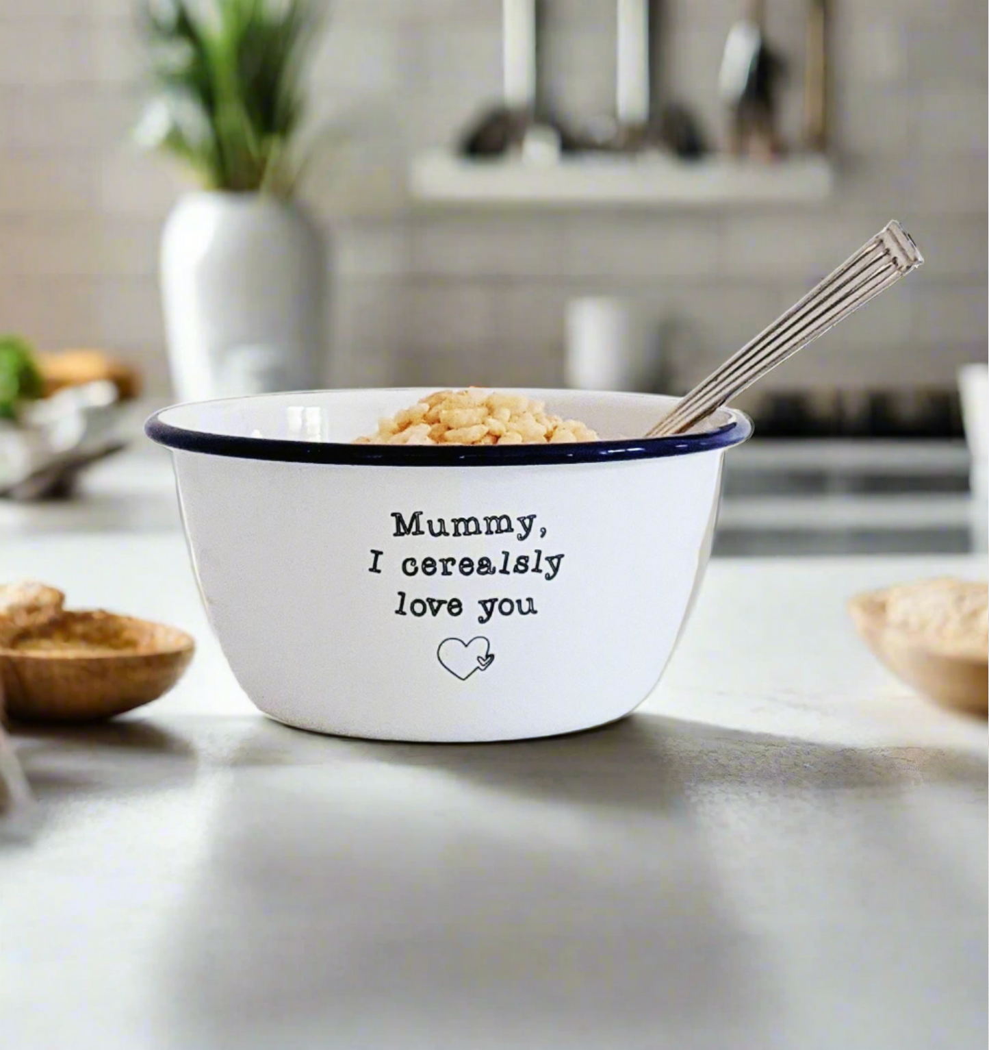 Personalised I Cerealsly Love You - Engraved Enamel Breakfast Bowl - One Mama One Shed