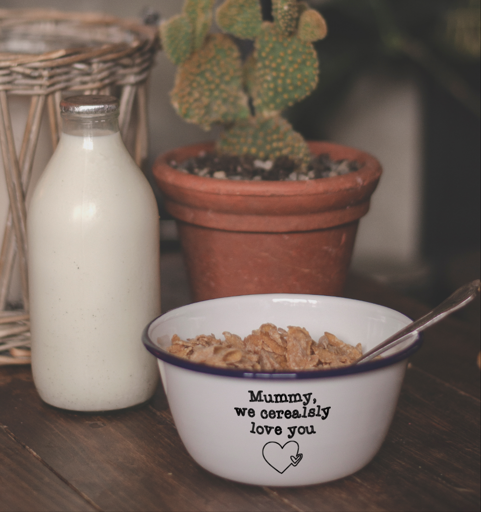 Personalised I Cerealsly Love You - Engraved Enamel Breakfast Bowl - One Mama One Shed