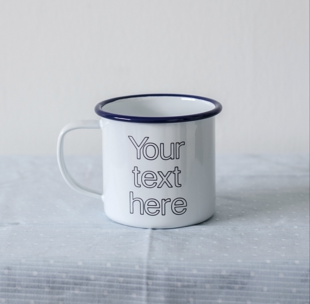 Your Text Here - Engraved Enamel Mug - One Mama One Shed