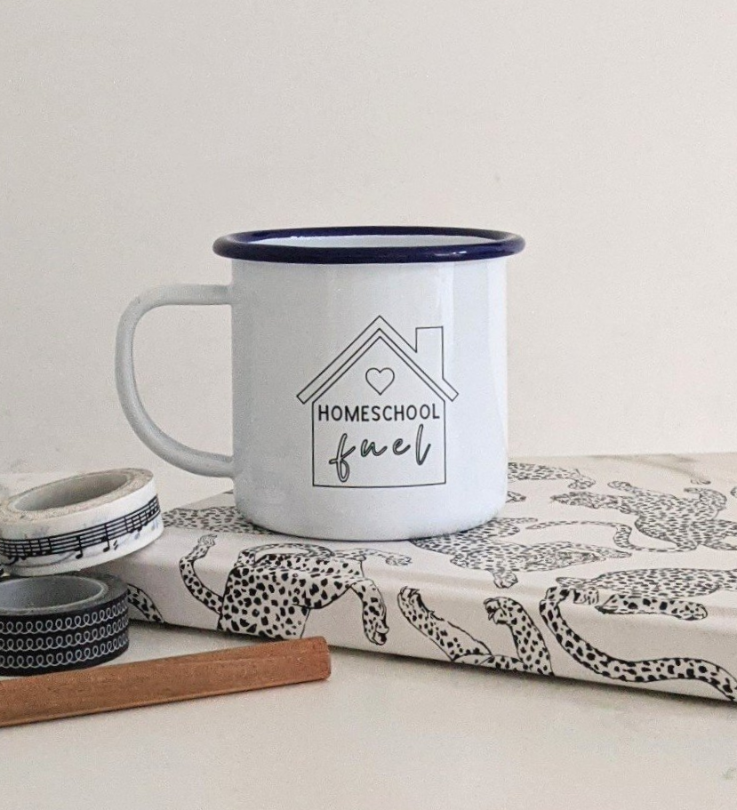 Homeschool Fuel - Engraved Enamel Mug - One Mama One Shed