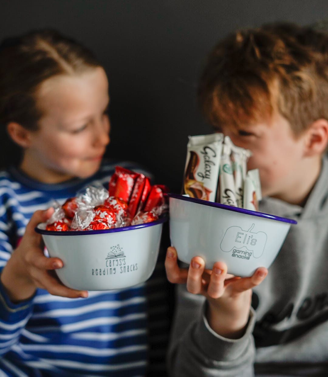 Personalised Gaming Snacks - Engraved Enamel Snack Bowl - One Mama One Shed