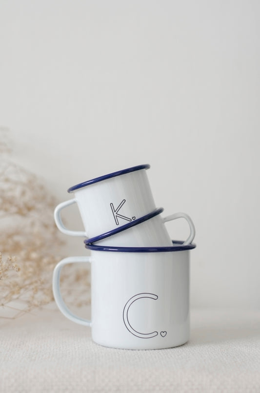 Monogram Mug - Engraved Enamel Mug - One Mama One Shed