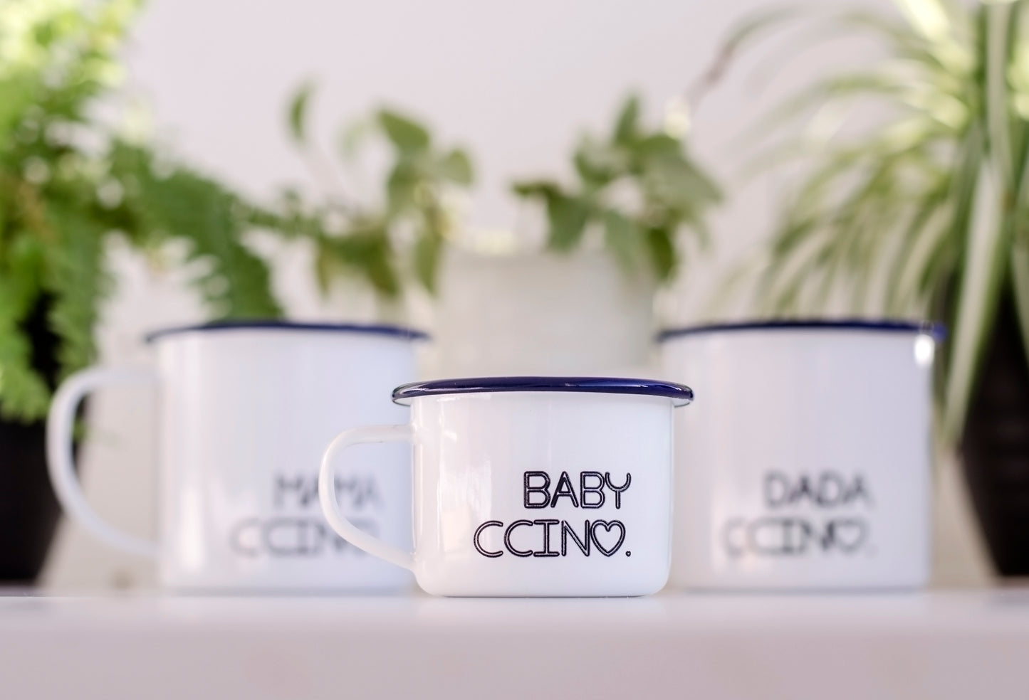 The Ccino Family - Personalised Mummy Daddy Baby Enamel Mugs - One Mama One Shed
