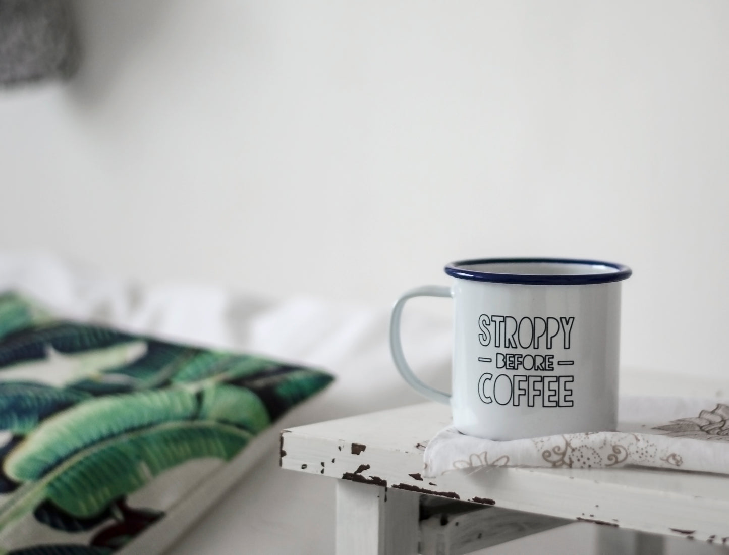 Stroppy Before Coffee - Engraved Enamel Mug - One Mama One Shed