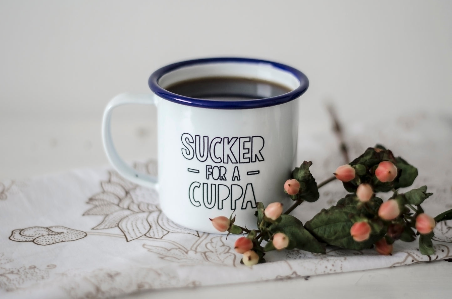 Sucker For A Cuppa - Engraved Enamel Mug - One Mama One Shed
