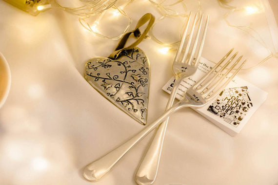 Mr and Mrs - Hand Stamped Vintage Forks - Anniversary Gift - One Mama One Shed