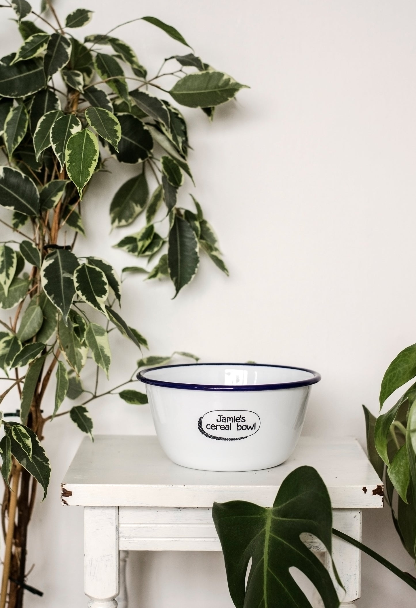 Personalised Cereal Bowl - Engraved Enamel Breakfast Bowl - One Mama One Shed