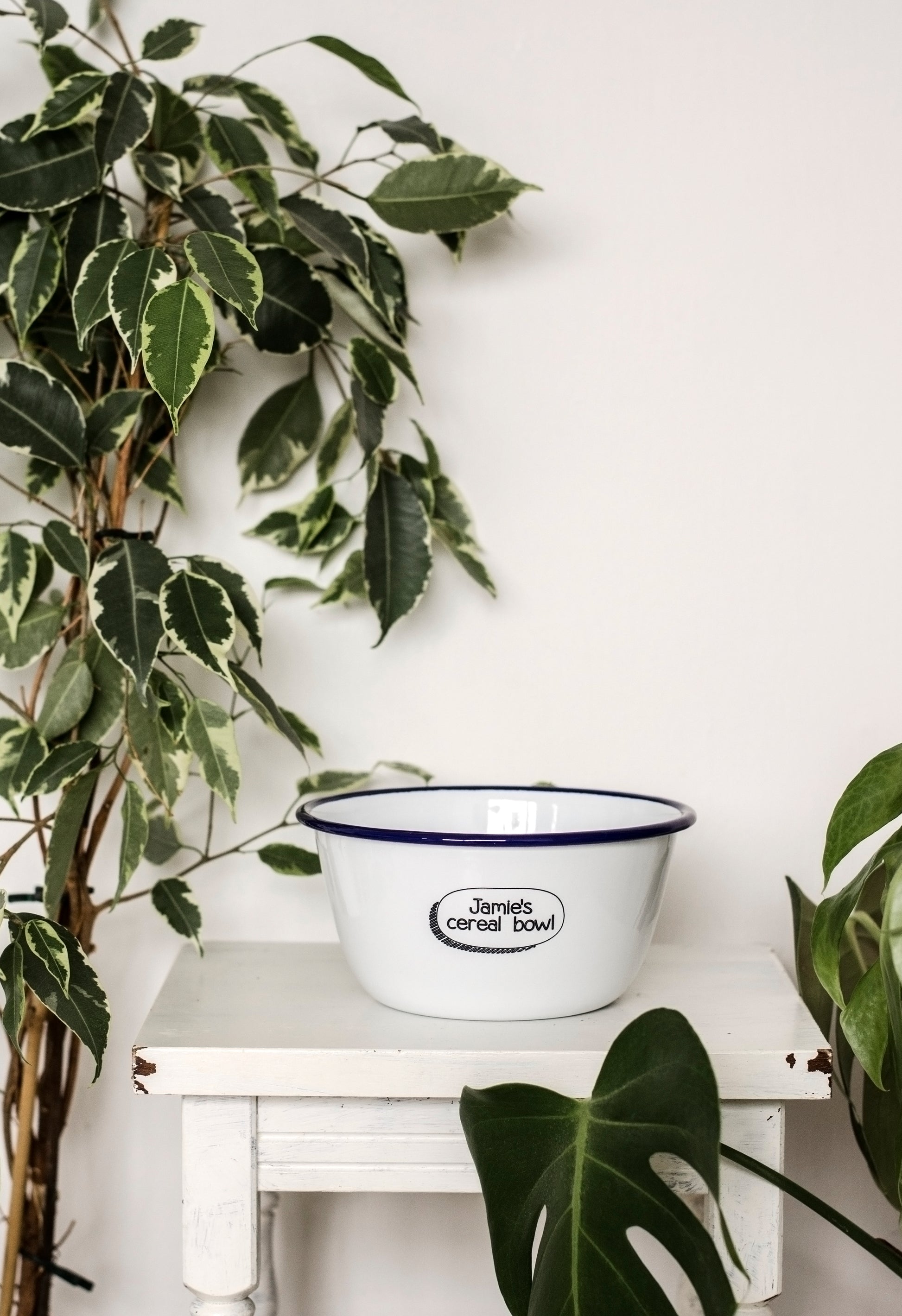 Personalised Cereal Bowl - Engraved Enamel Breakfast Bowl - One Mama One Shed