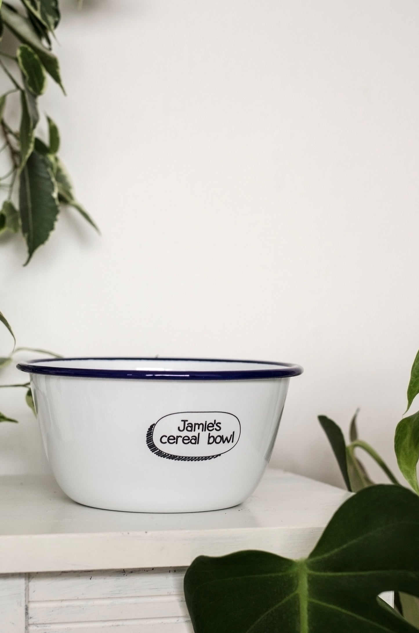 Personalised Cereal Bowl - Engraved Enamel Breakfast Bowl - One Mama One Shed