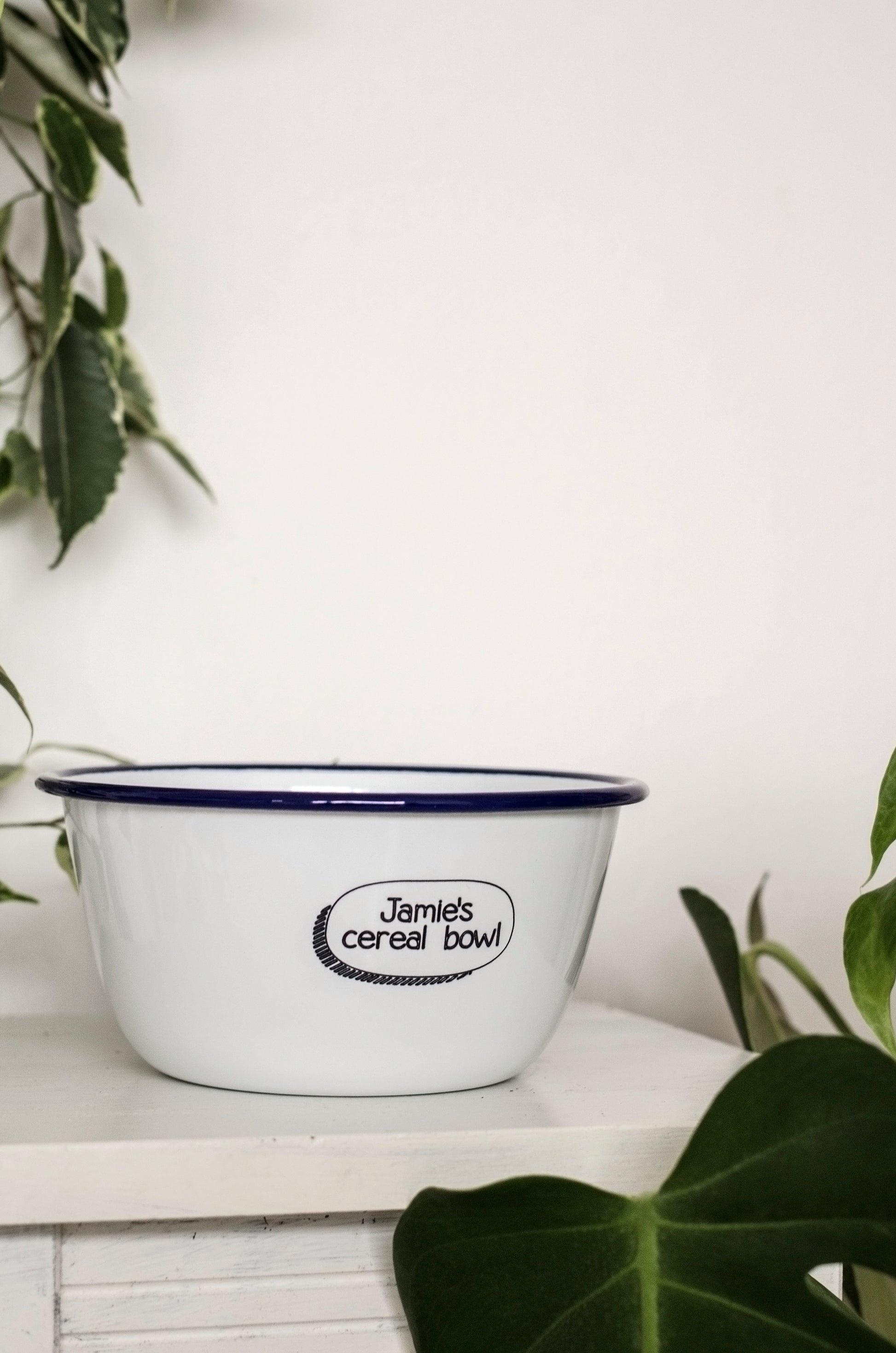 Personalised Cereal Bowl - Engraved Enamel Breakfast Bowl - One Mama One Shed