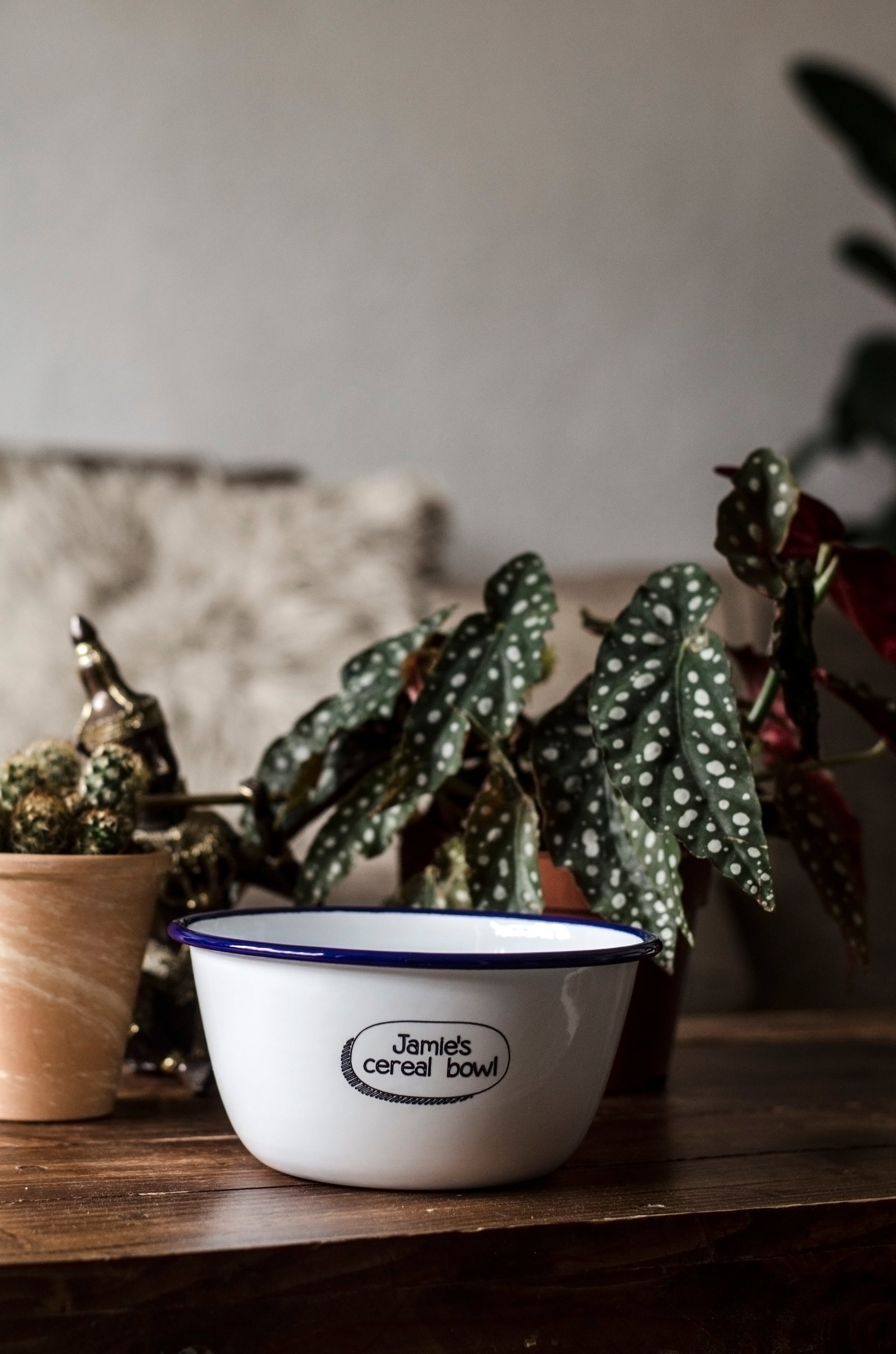 Personalised Cereal Bowl - Engraved Enamel Breakfast Bowl - One Mama One Shed
