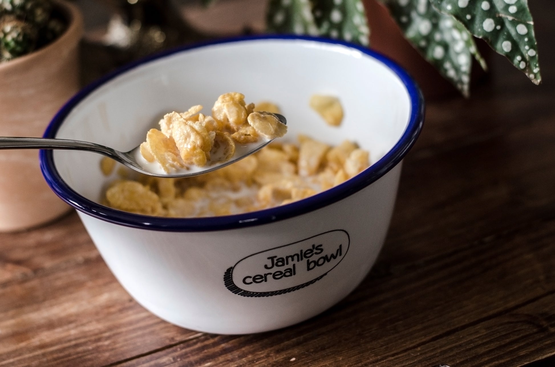 Personalised Cereal Bowl - Engraved Enamel Breakfast Bowl - One Mama One Shed