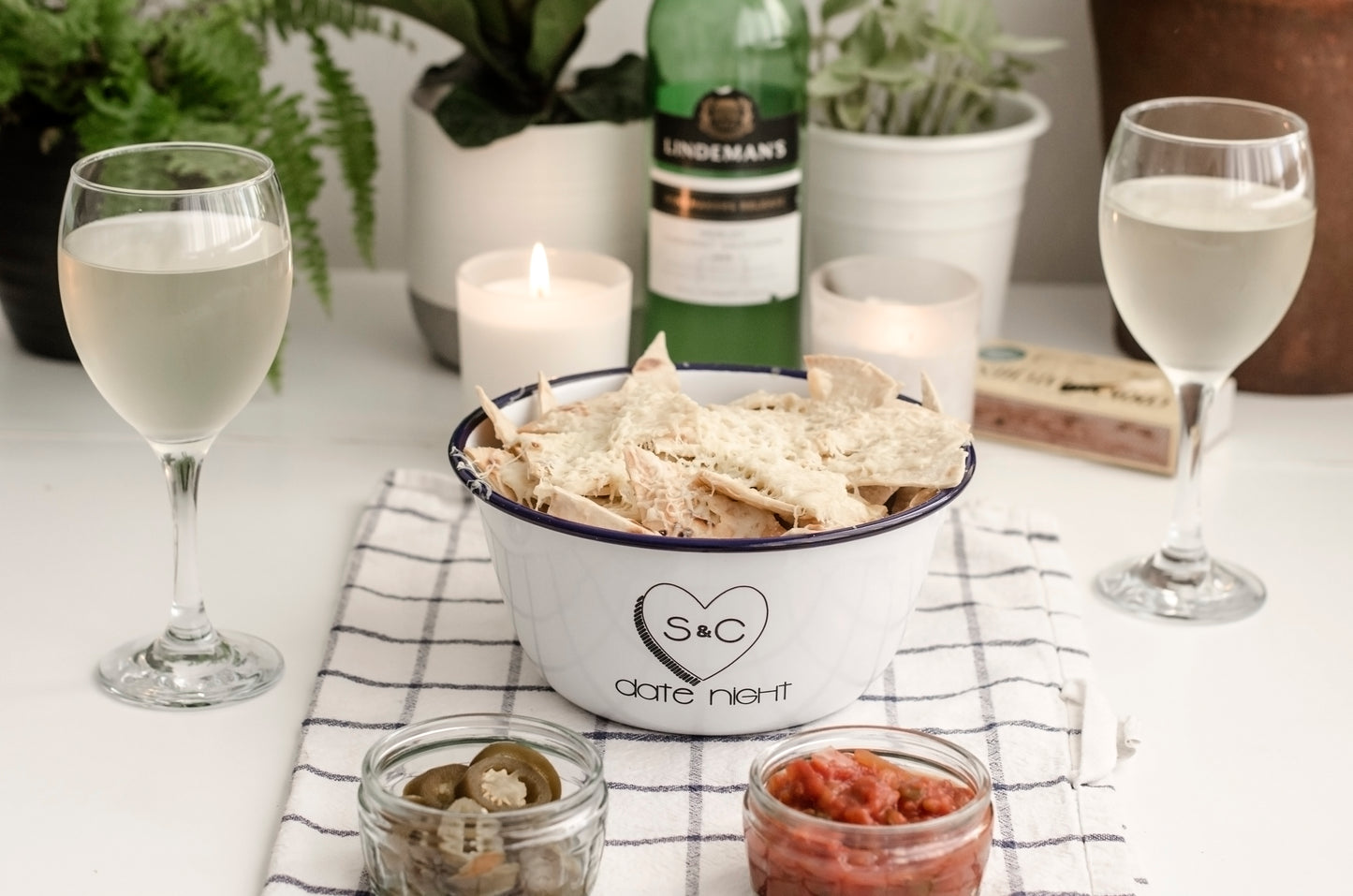 Date Night - Engraved Enamel Snack Bowl - One Mama One Shed