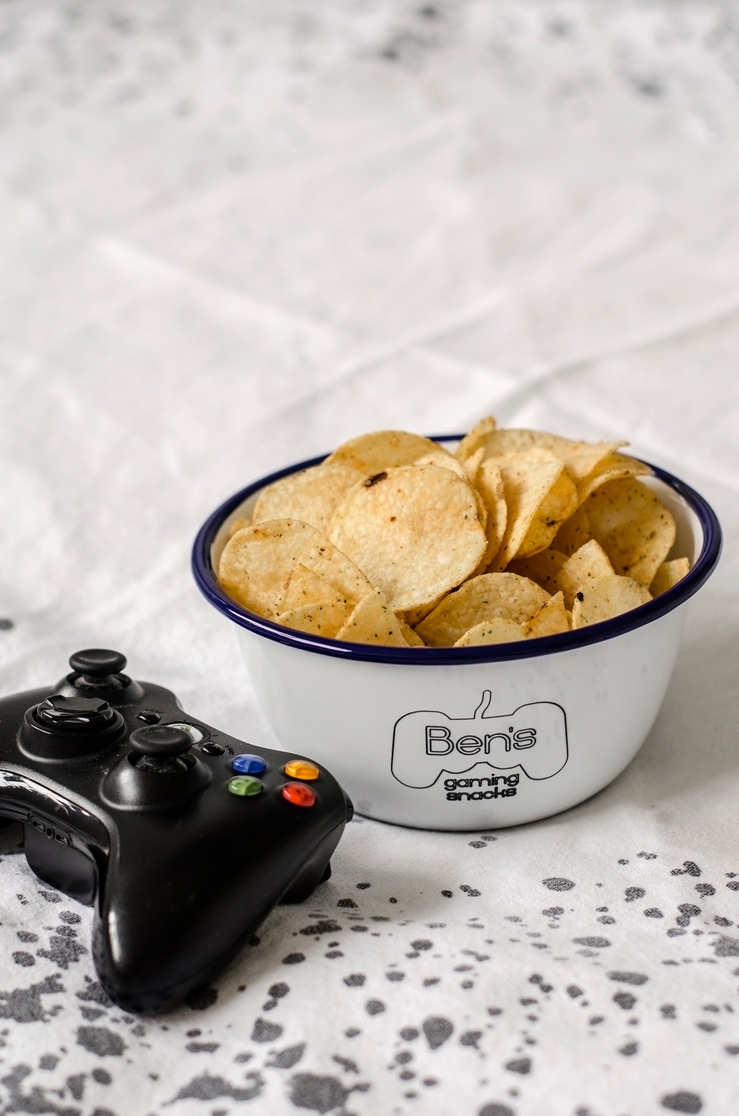 Personalised Gaming Snacks - Engraved Enamel Snack Bowl - One Mama One Shed