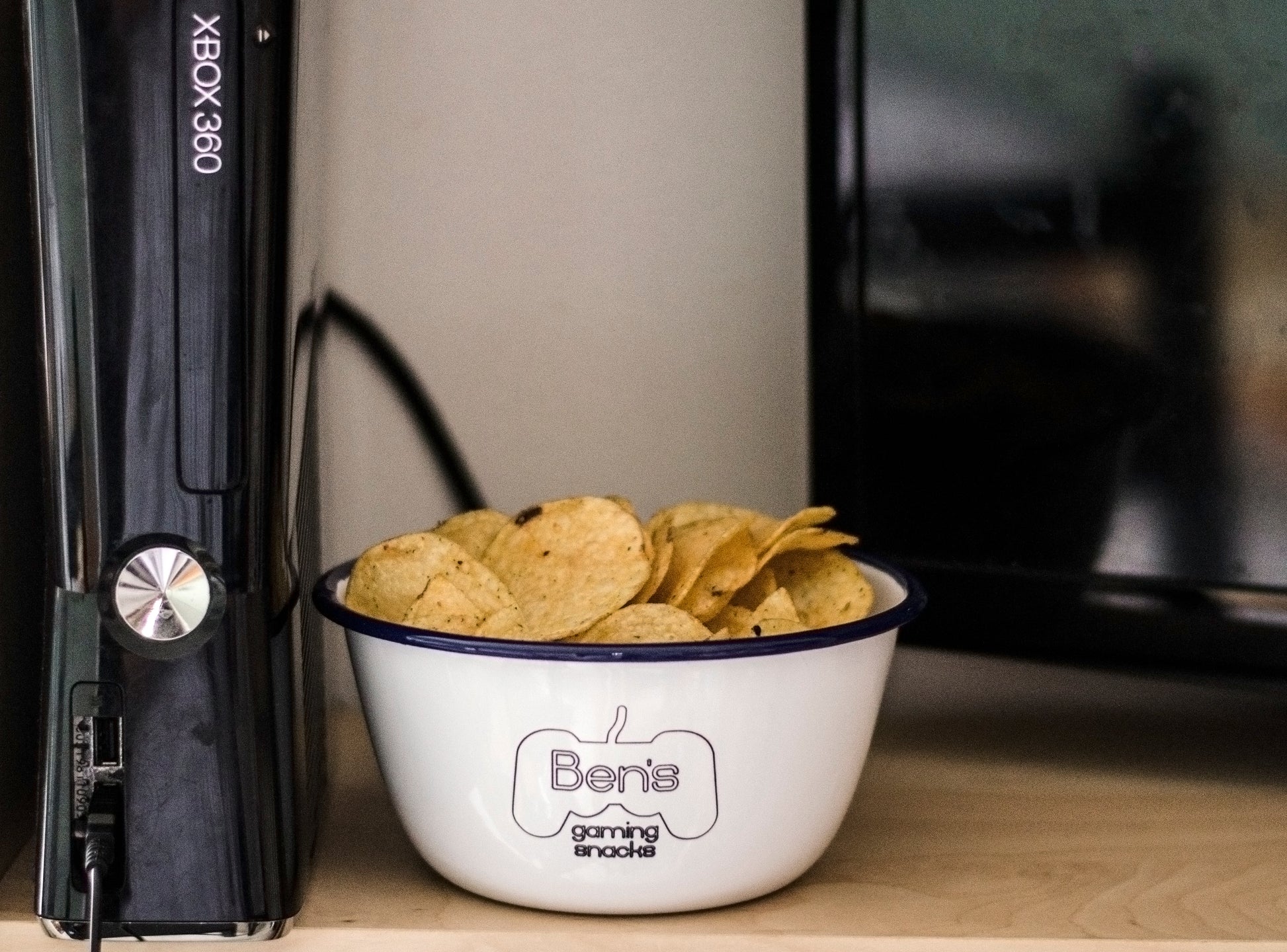 Personalised Gaming Snacks - Engraved Enamel Snack Bowl - One Mama One Shed
