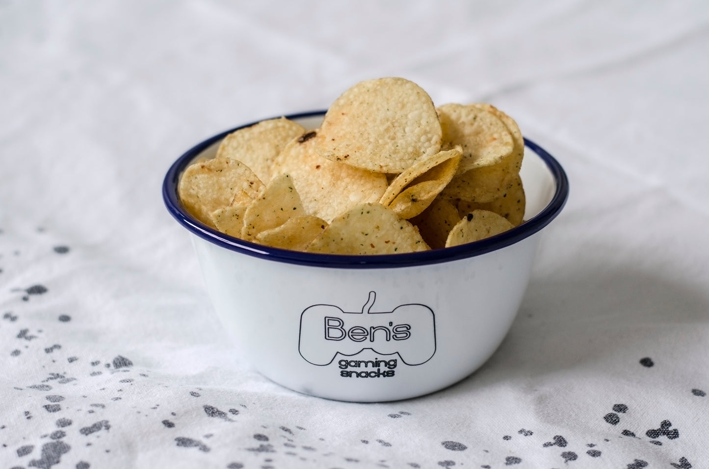 Personalised Gaming Snacks - Engraved Enamel Snack Bowl - One Mama One Shed