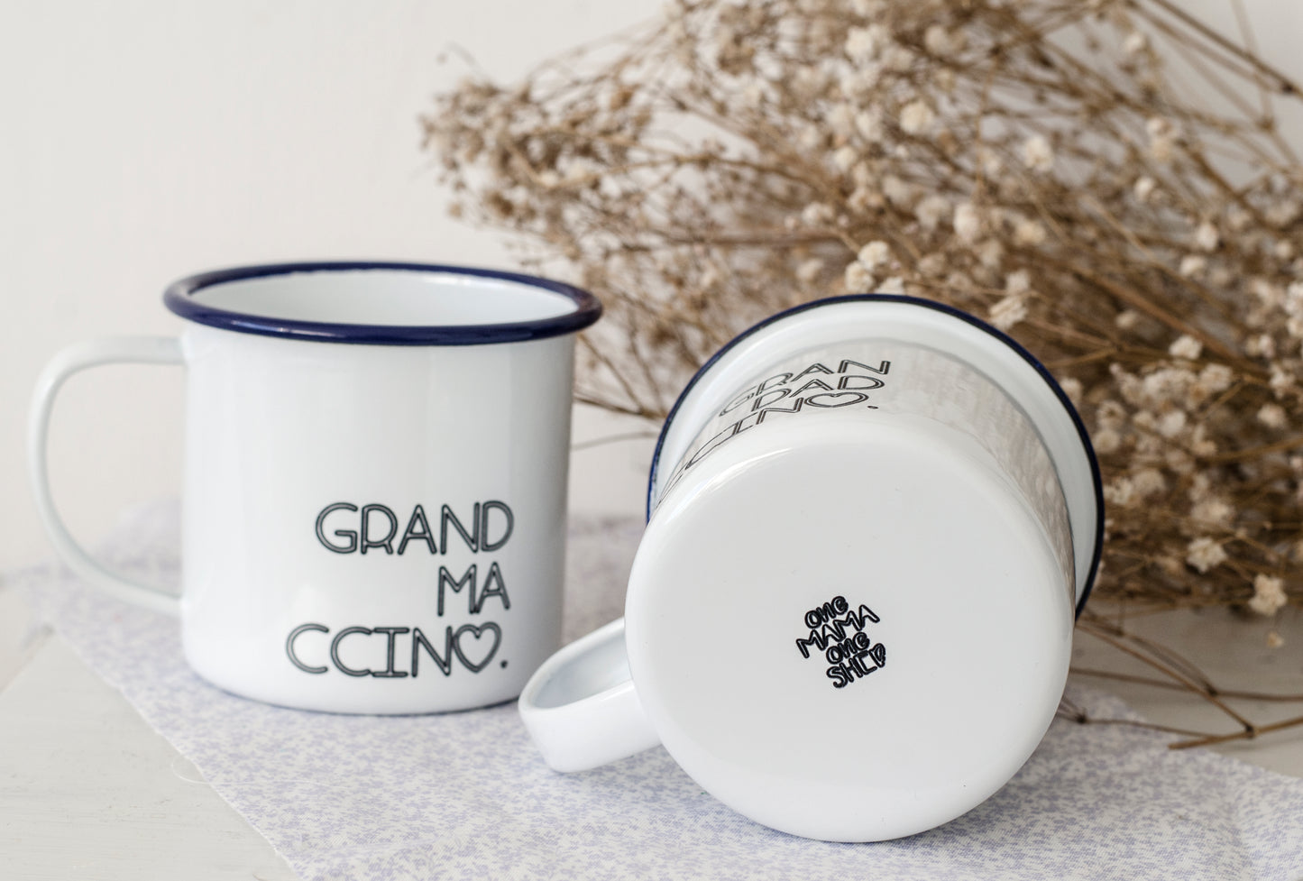 Grandadccino - My Ccino Mugs For Grandfathers - Engraved Enamel Mug - One Mama One Shed