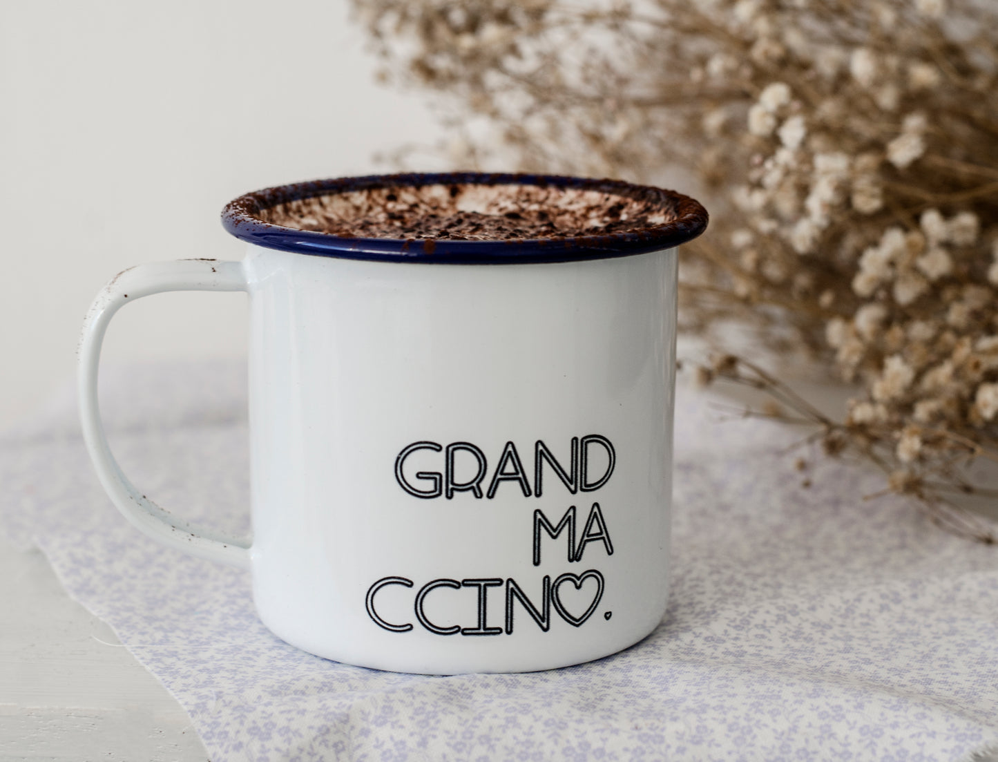 Grandmaccino - My Ccino Mugs For Grandmothers - Engraved Enamel Mug - One Mama One Shed