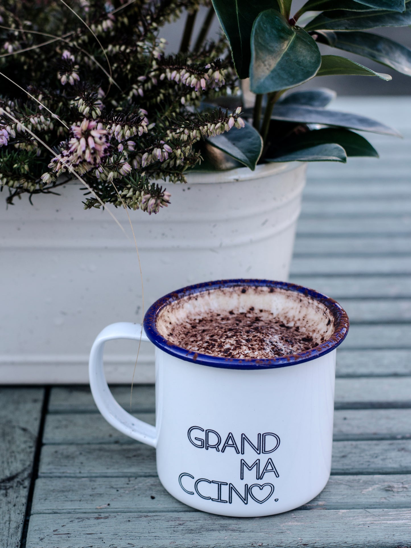 Grandmaccino - My Ccino Mugs For Grandmothers - Engraved Enamel Mug - One Mama One Shed