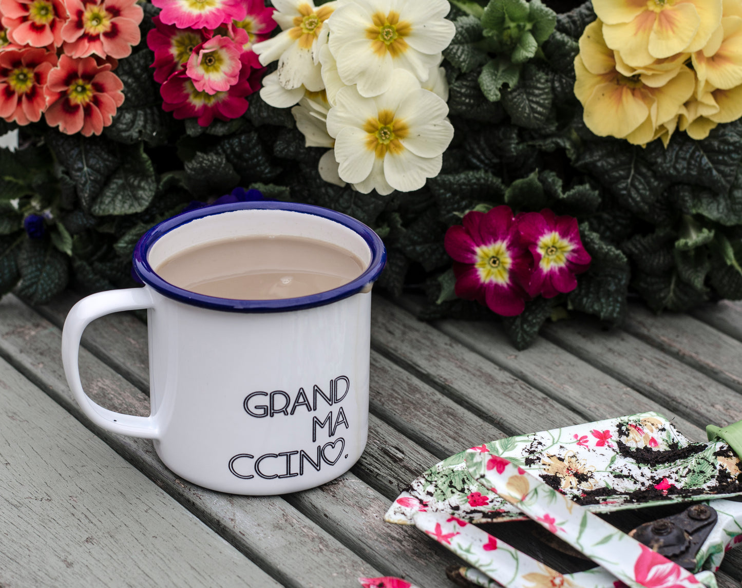 Grandmaccino - My Ccino Mugs For Grandmothers - Engraved Enamel Mug - One Mama One Shed