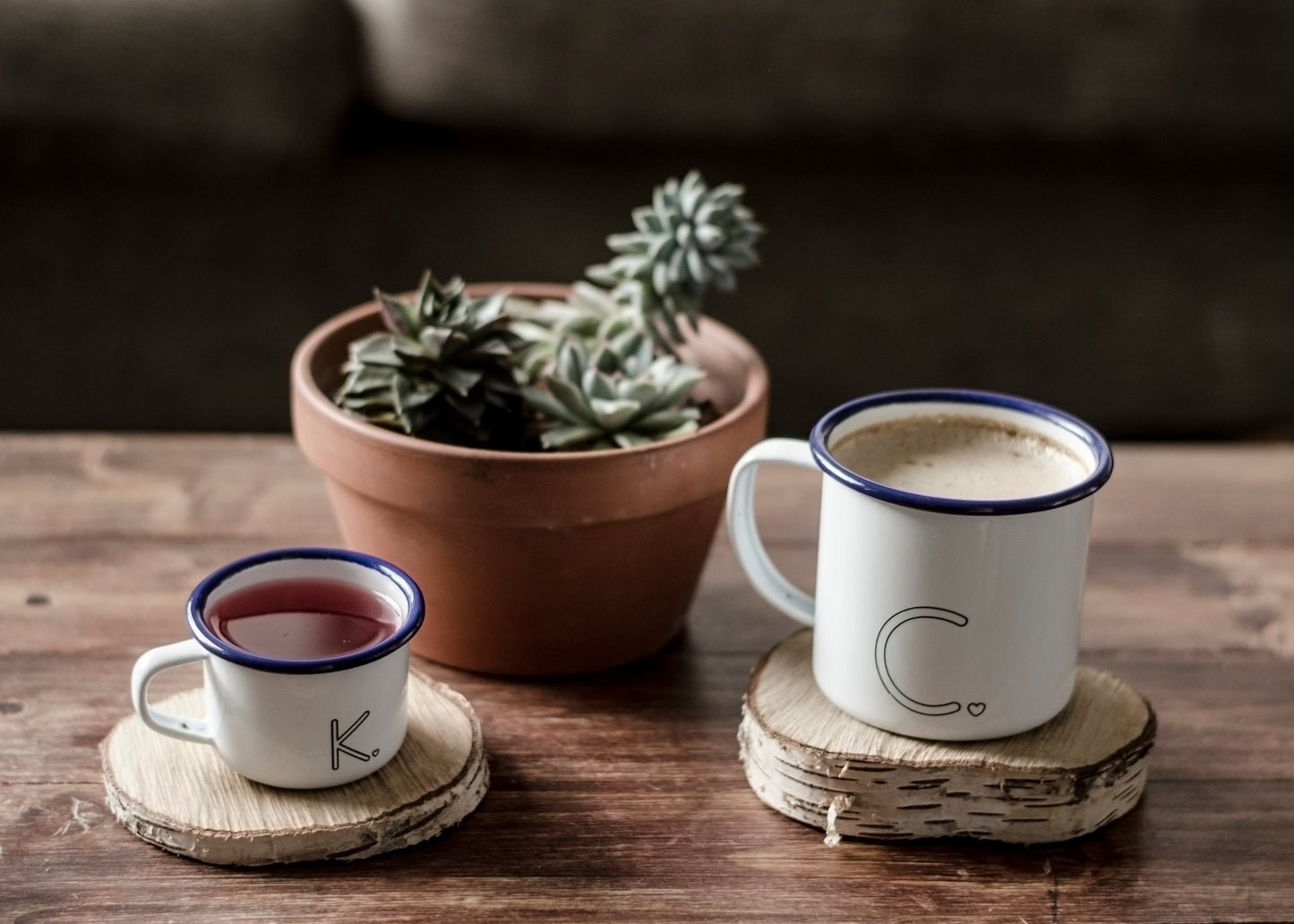 Monogram Mug - Engraved Enamel Mug - One Mama One Shed