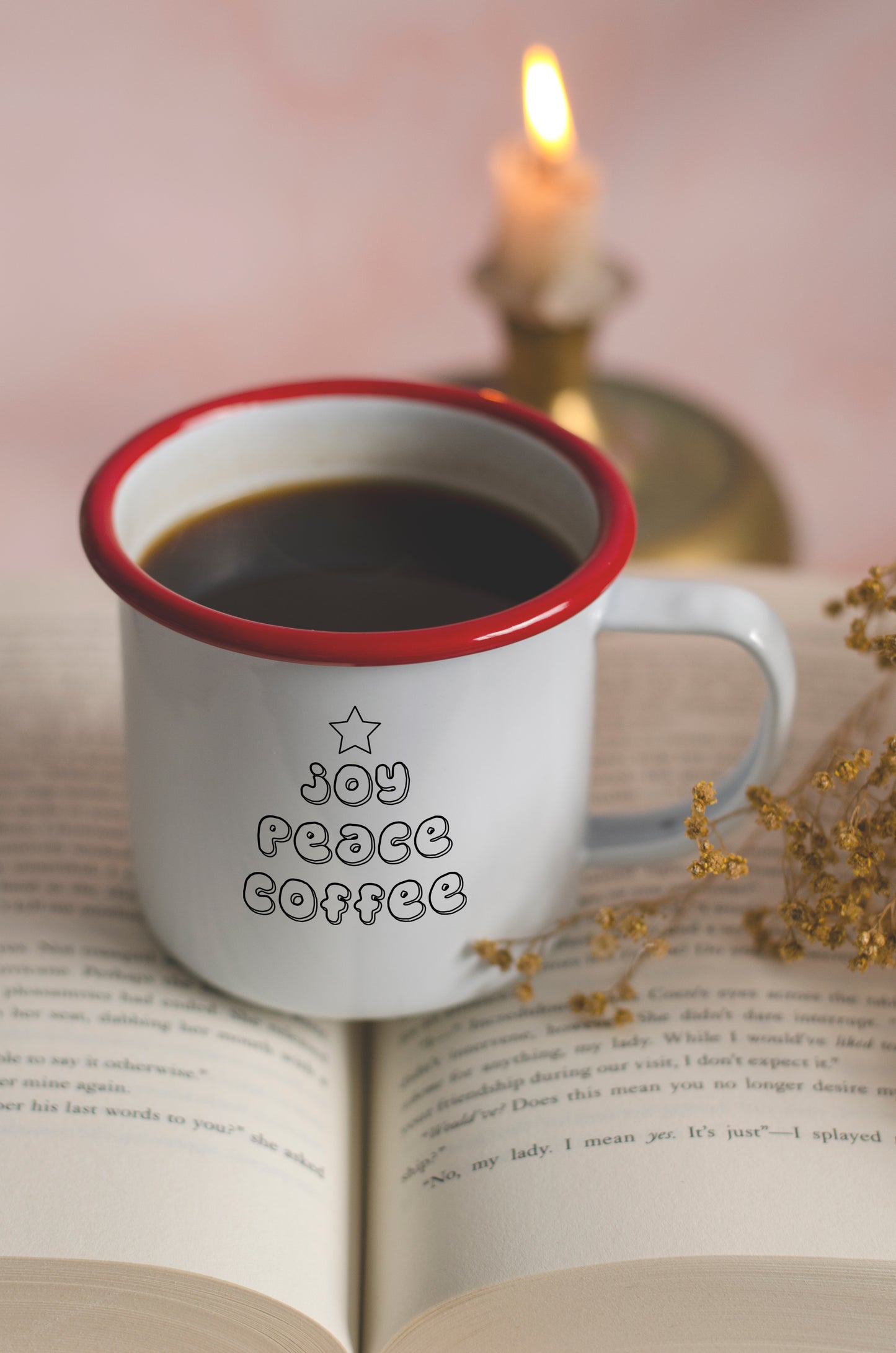 Joy Peace Christmas - Engraved Enamel Mug - One Mama One Shed